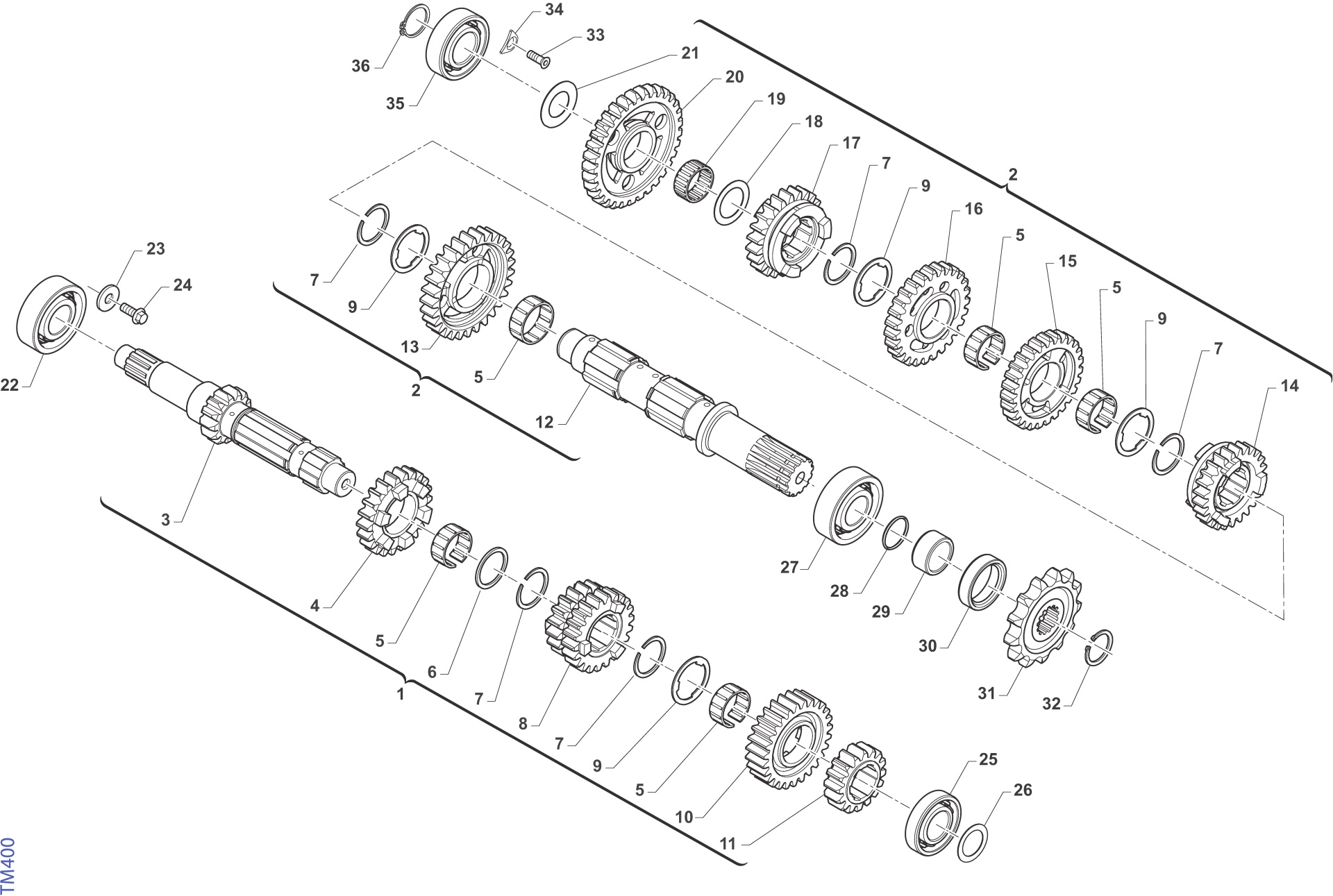 Pièces d'origine pour TM RACING 300 300 2T 300 FI EN 2026 - Boîte de vitesses 6 rapports – embrayage ouvert