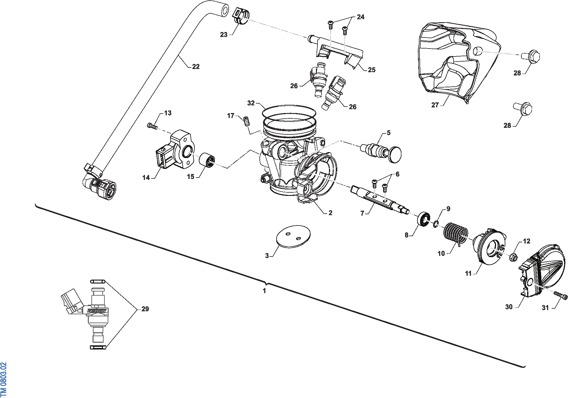 Pièces d'origine pour TM RACING 300 300 2T 300 FI MX 2026 - Corps d'admission
