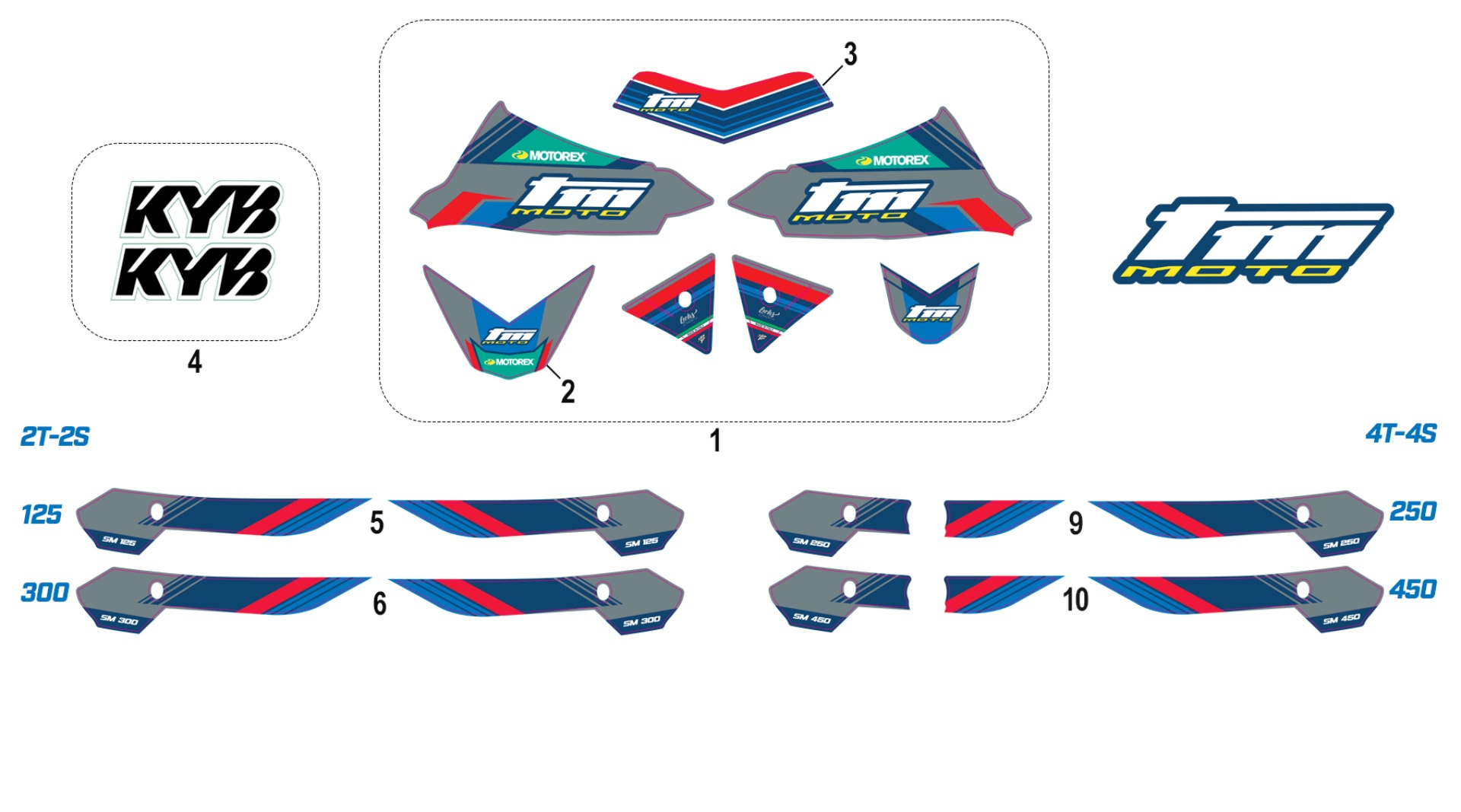 Pièces d'origine pour TM RACING 300 300 2T 300 SMX 2026 - Kit adhésifs et autocollants SM