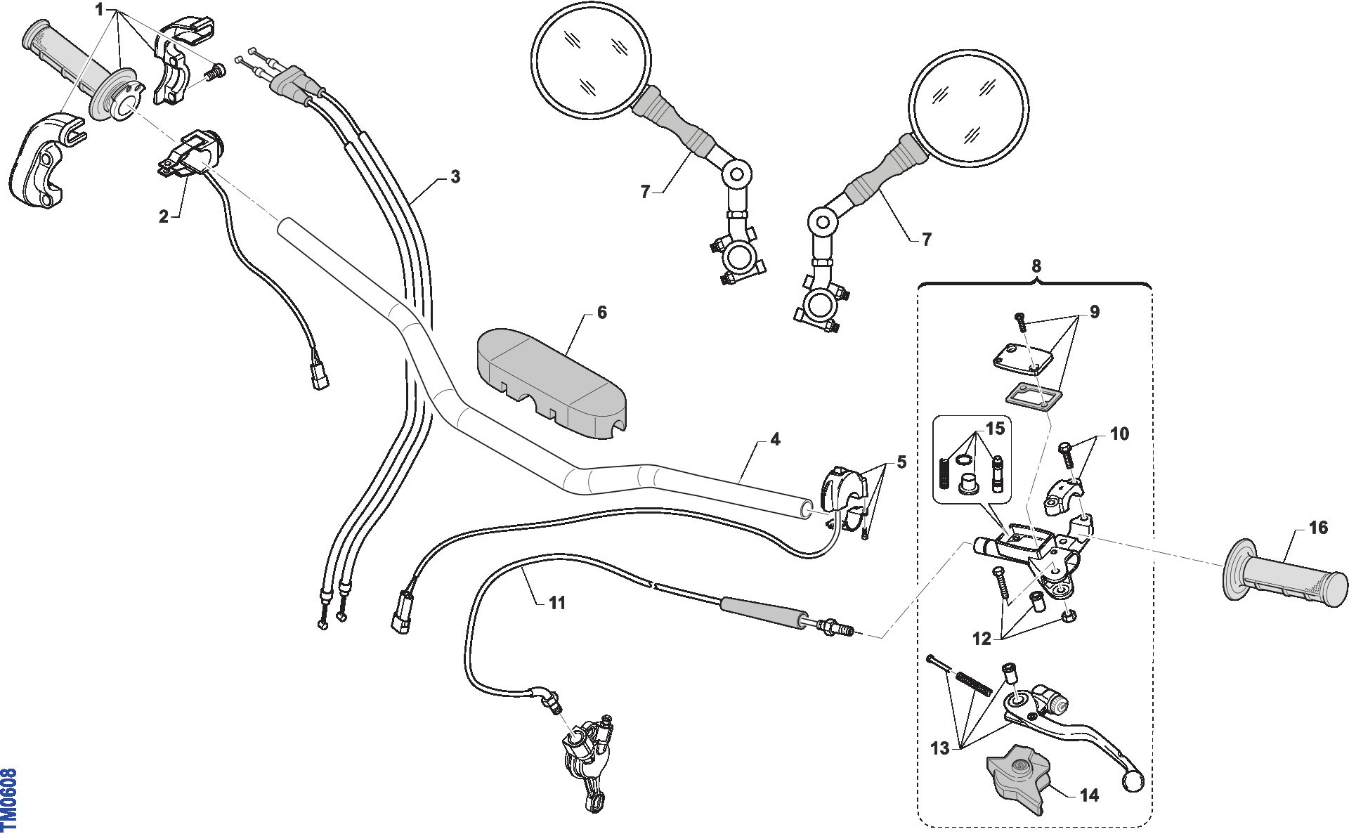 Pièces d'origine pour TM RACING 250 250 4T 250 Fi EN 2026 - Guidon et commandes