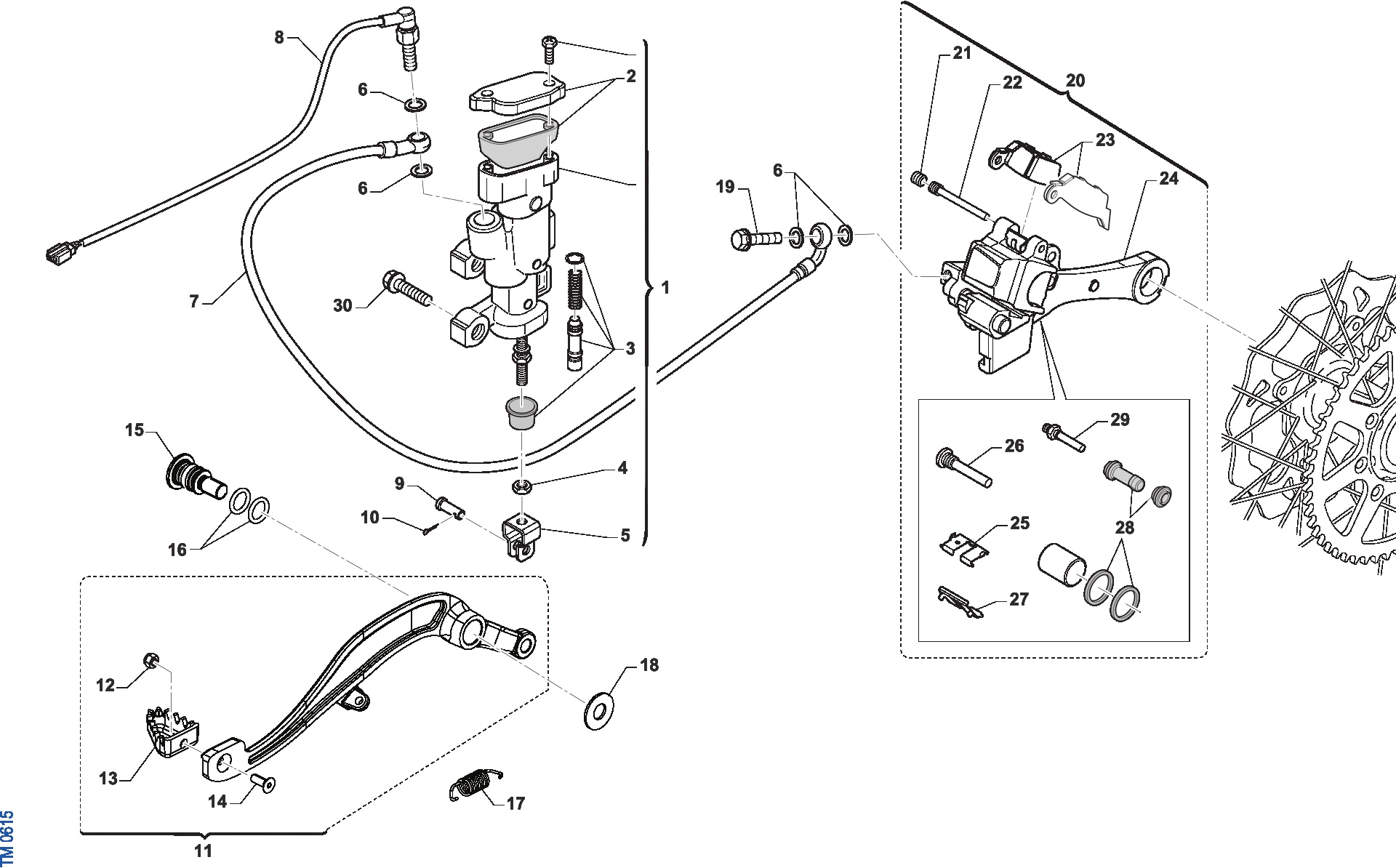 Pièces d'origine pour TM RACING 250 250 4T 250 Fi EN 2026 - Frein arrière