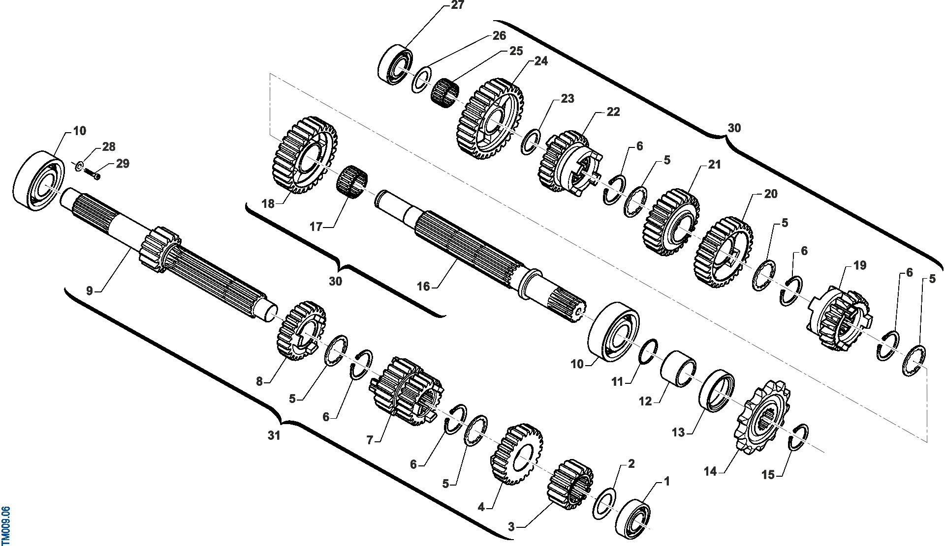 Pièces d'origine pour TM RACING 250 250 4T 250 Fi EN 2026 - Boîte de vitesses 6 rapports