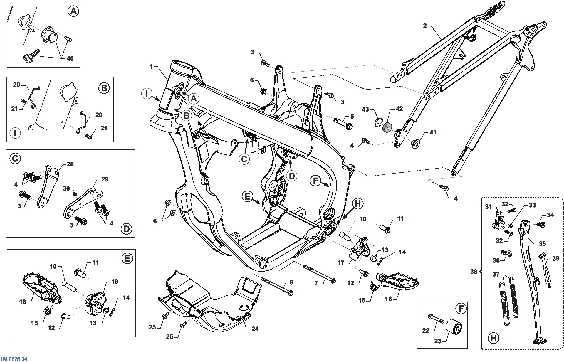 Pièces d'origine pour TM RACING 300 300 4T 300 Fi EN 2026 - Cadre et partie-cycle