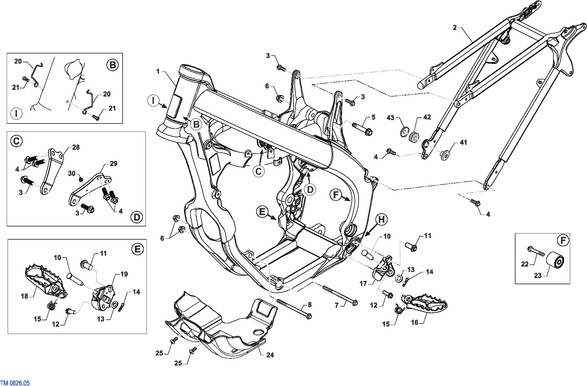 Pièces d'origine pour TM RACING 300 300 4T 300 Fi MX 2026 - Cadre et partie-cycle