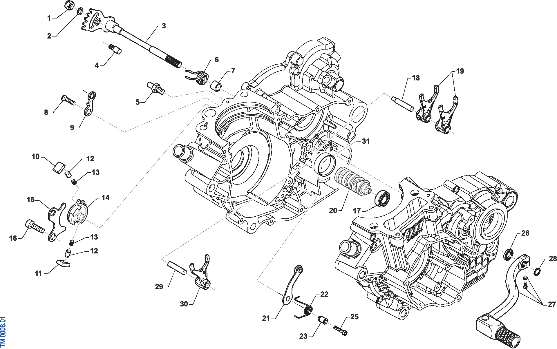 Pièces d'origine pour TM RACING 300 300 4T 300 Fi MX 2026 - Boîte de vitesses