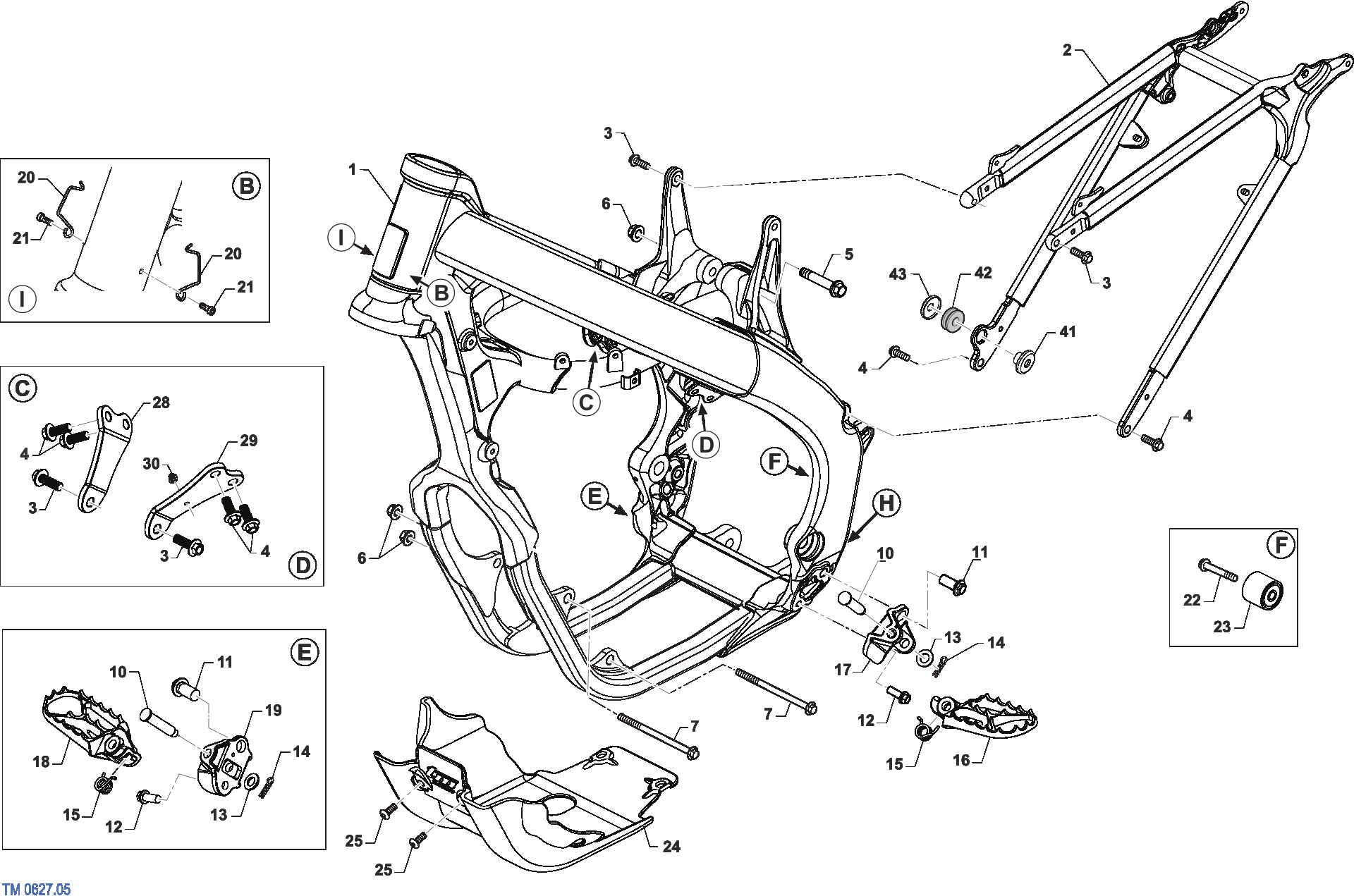 Pièces d'origine pour TM RACING 450 450 4T 450 Fi MX 2026 - Cadre et partie-cycle