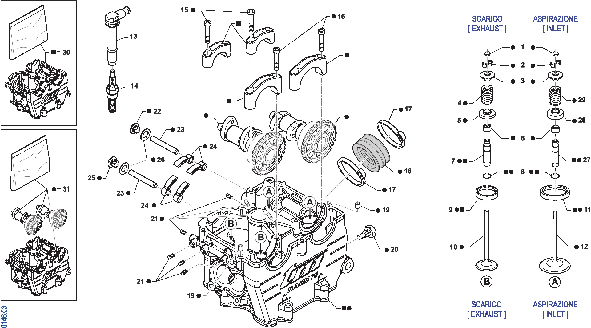 Pièces d'origine pour TM RACING 450 450 4T 450 Fi MX 2026 - Culasse moteur