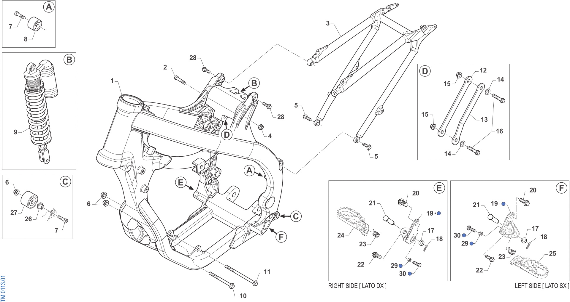 Pièces d'origine pour TM RACING 85 85 2T 85 MX JUNIOR 2025 - Cadre et partie-cycle