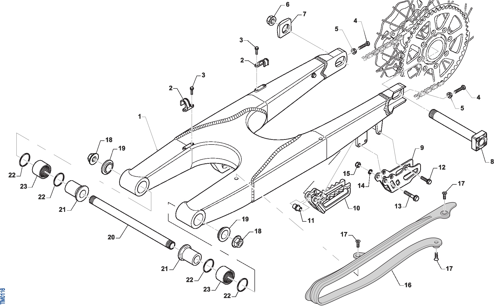 Pièces d'origine pour TM RACING 85 85 2T 85 MX JUNIOR 2025 - Bras oscillant