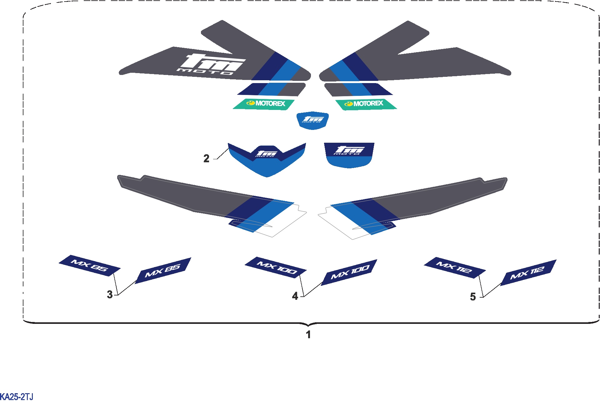 Pièces d'origine pour TM RACING 100 100 2T 100 SMX JUNIOR 2025 - Kit adhésifs et autocollants