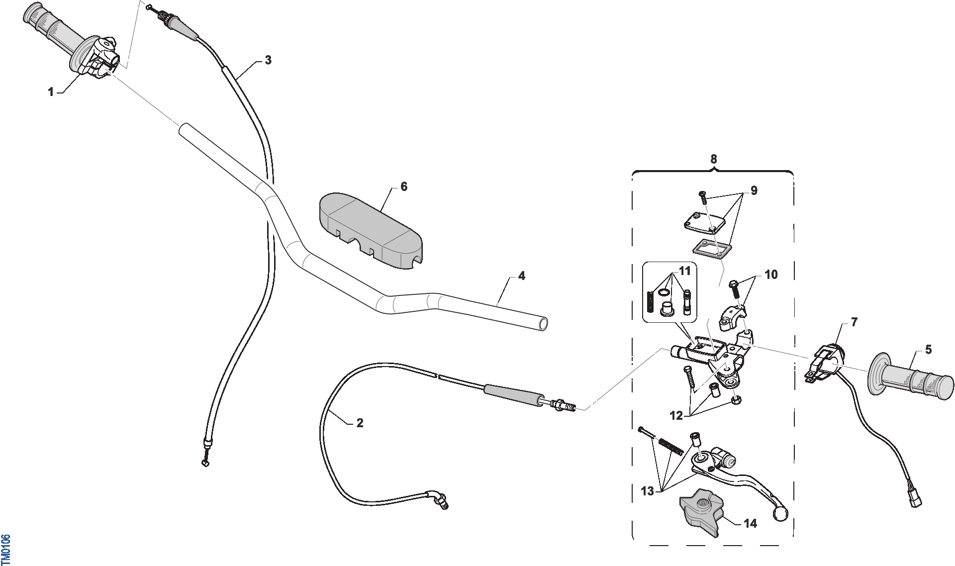 Pièces d'origine pour TM RACING 112 112 2T 112 SMX-J 2025 - Guidon