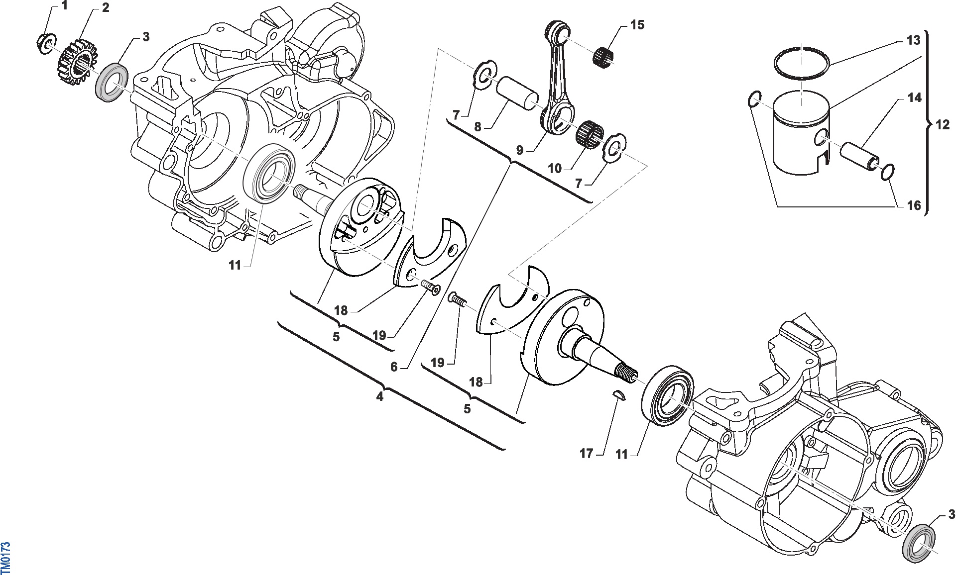 Pièces d'origine pour TM RACING 112 112 2T 112 SMX-J 2025 - Vilebrequin et piston moteur