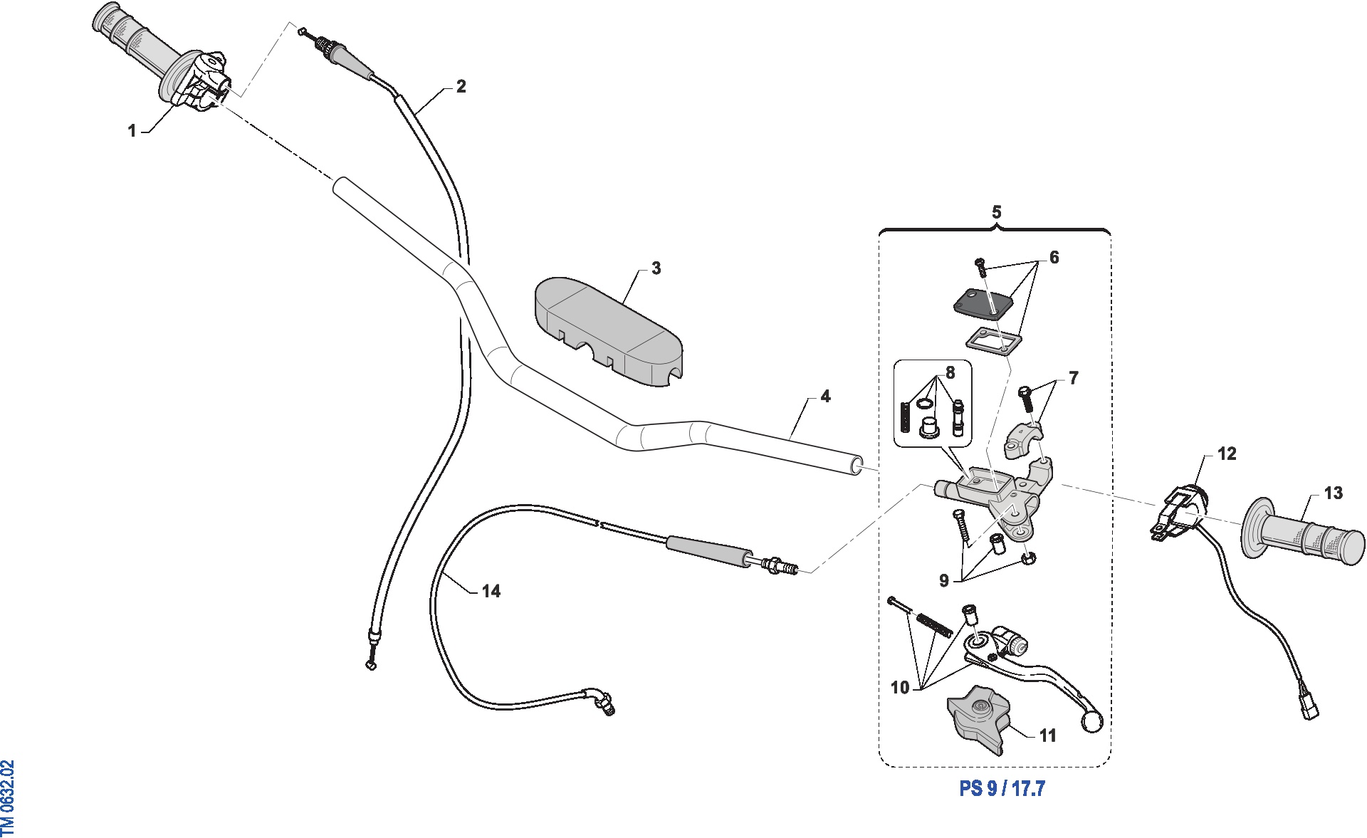 Pièces d'origine pour TM RACING 85 85 2T 85 MX SENIOR 2025 - Guidon et commandes