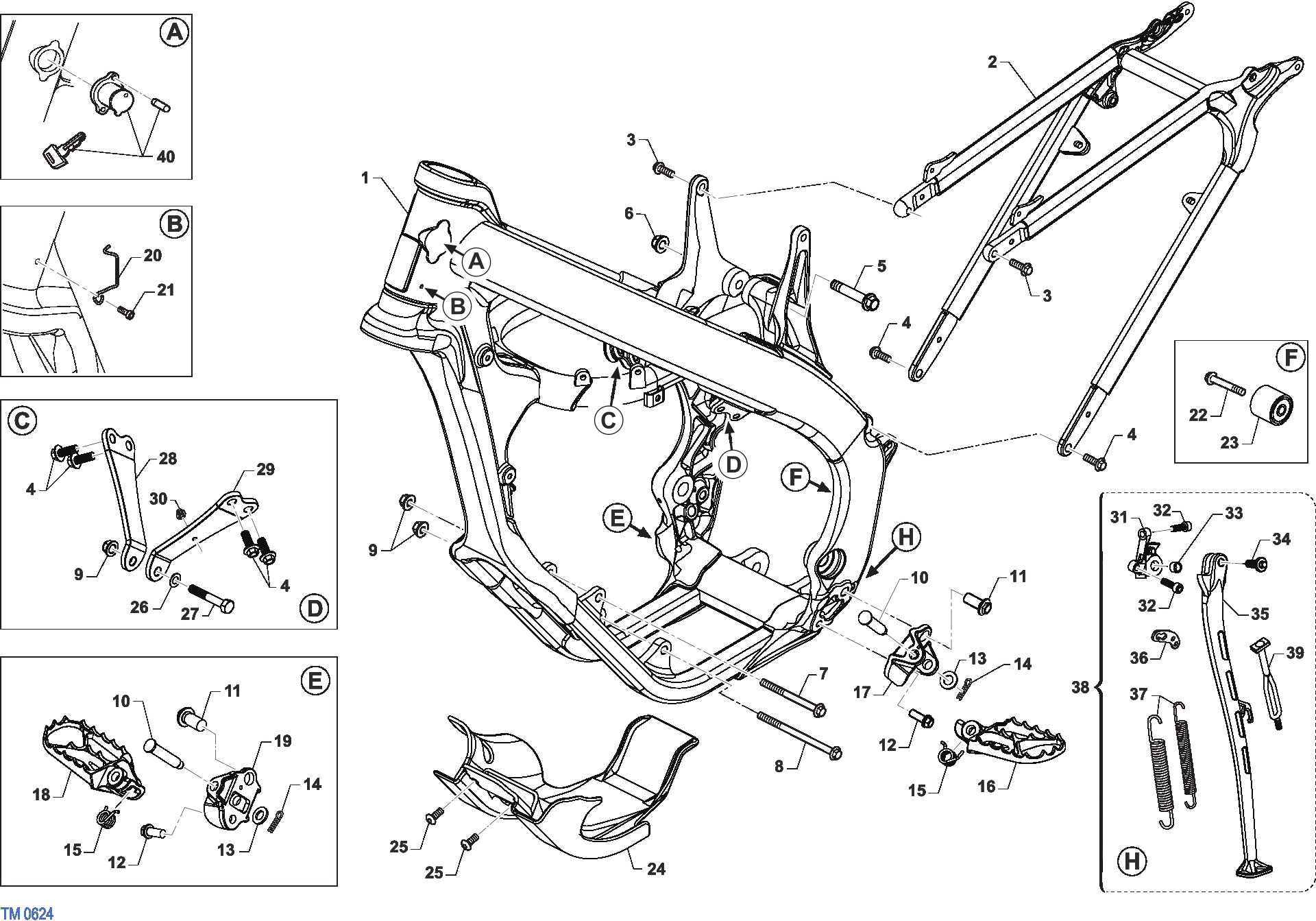 Pièces d'origine pour TM RACING 125 125 2T 125 Fi SMR e4/e5 2025 - Cadre et partie-cycle