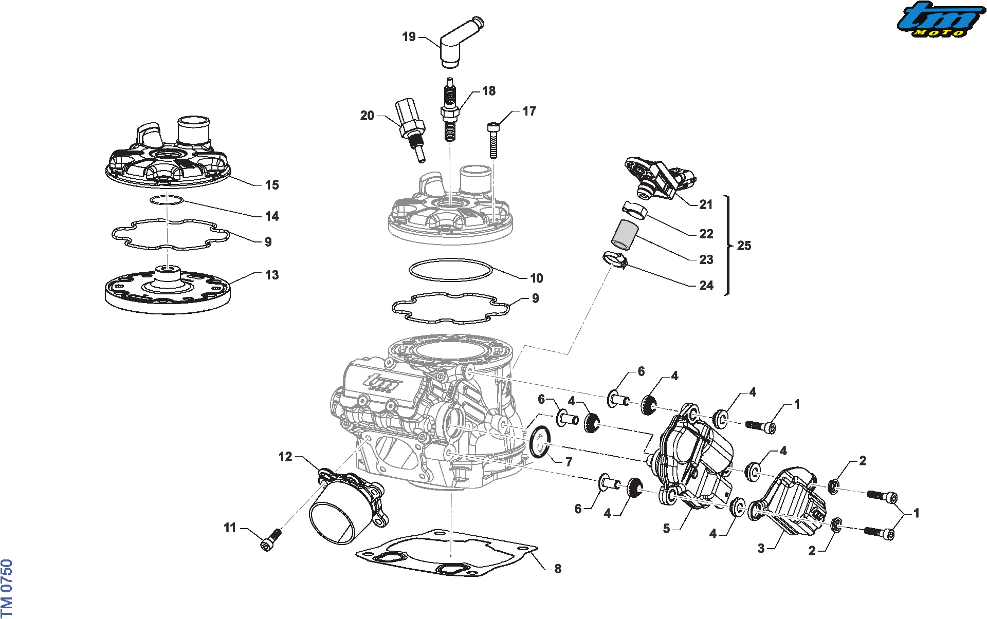 Pièces d'origine pour TM RACING 125 125 2T 125 Fi ES SMR Euro 5+ 2025 - Cylindre SMR 125 Fi