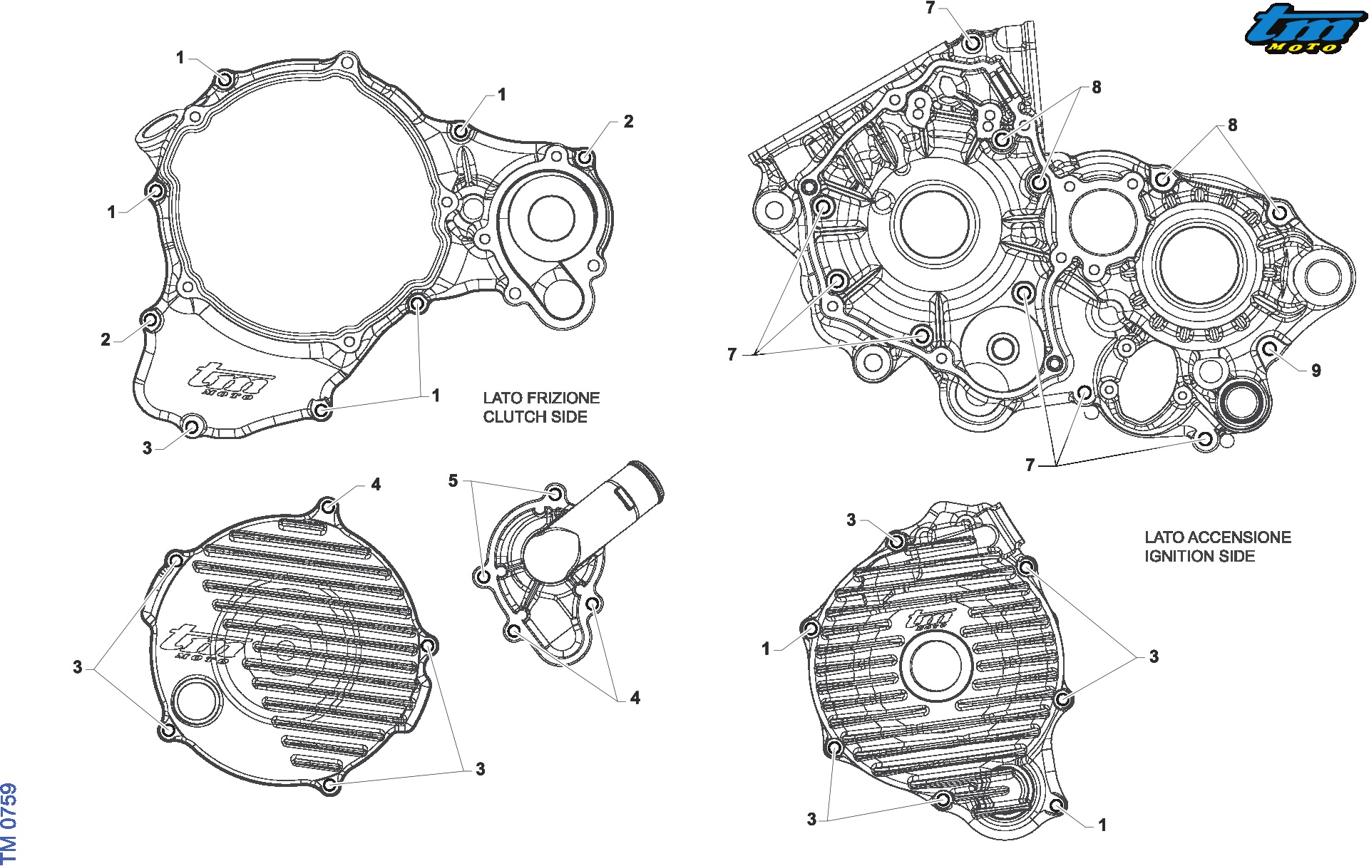 Pièces d'origine pour TM RACING 125 125 2T 125 Fi ES SMR Euro 5+ 2025 - Vis moteur