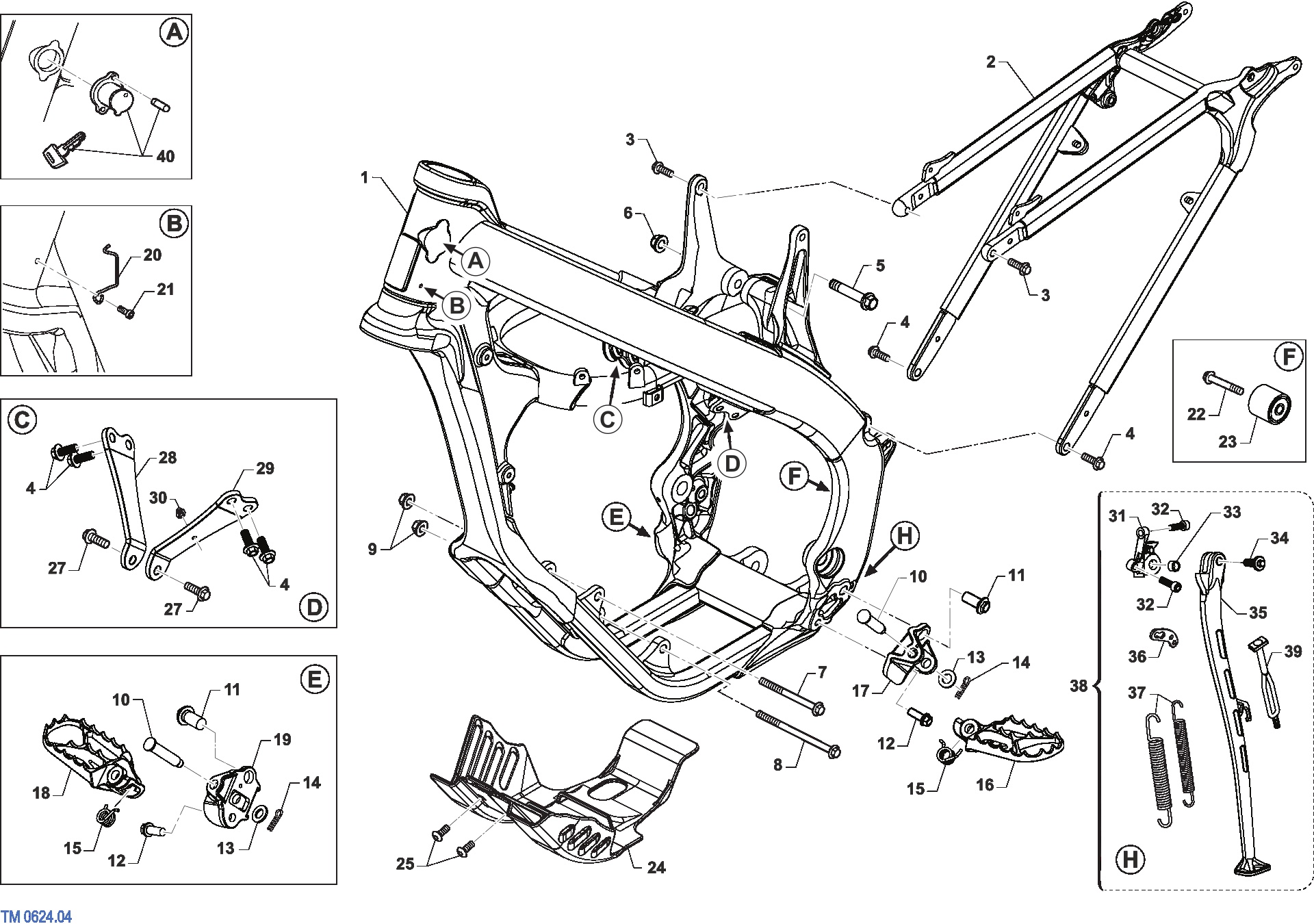 Pièces d'origine pour TM RACING 125 125 2T 125 FI EN ES 2025 - Cadre et partie-cycle