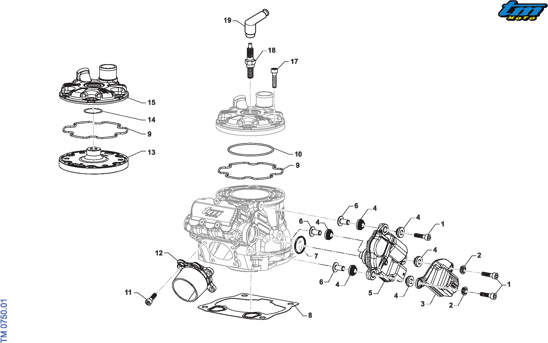 Pièces d'origine pour TM RACING 125 125 2T 125 ES EN 2025 - Cylindre 125 MX carburateur