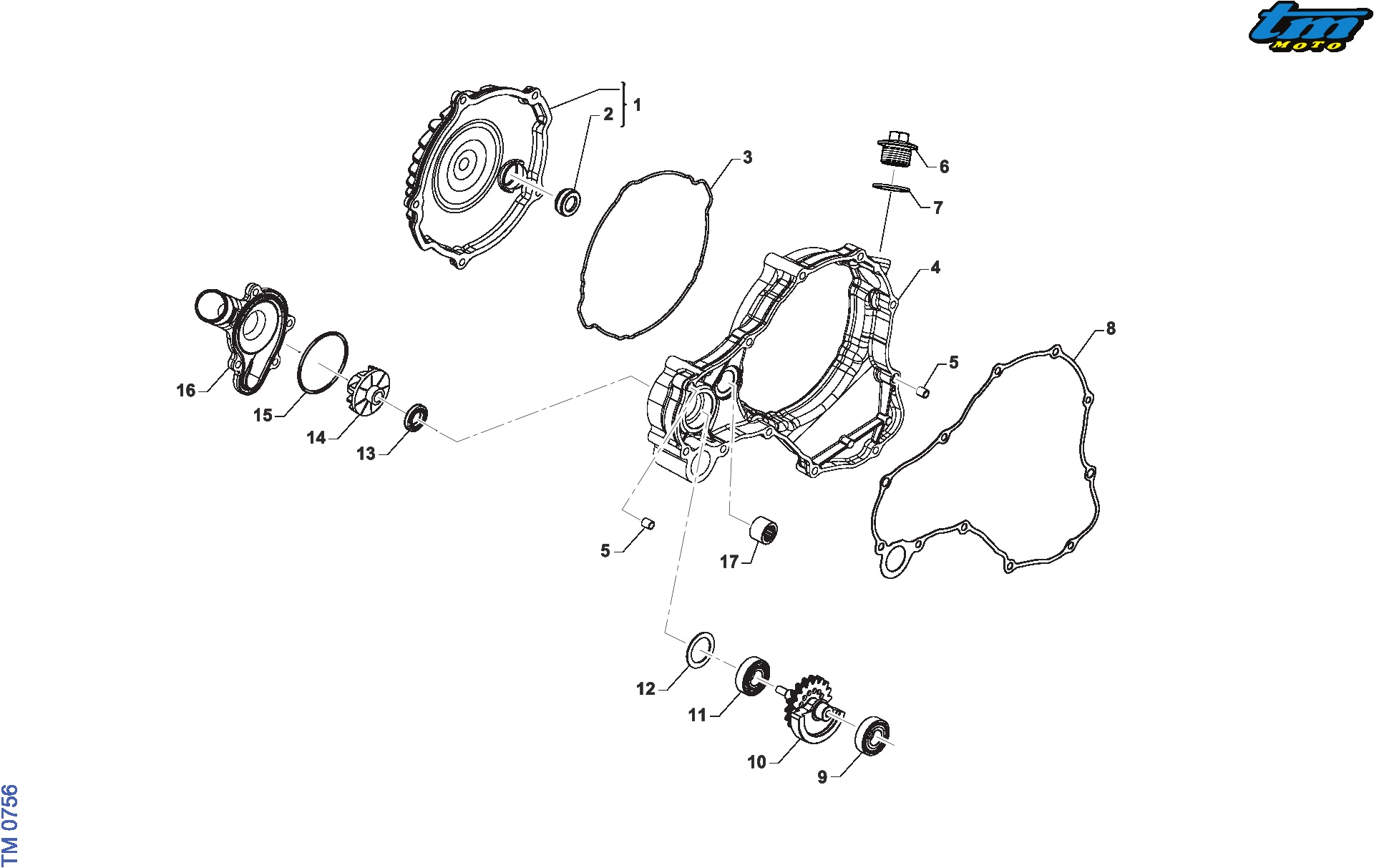 Pièces d'origine pour TM RACING 125 125 2T 125 ES EN 2025 - Carter d'embrayage