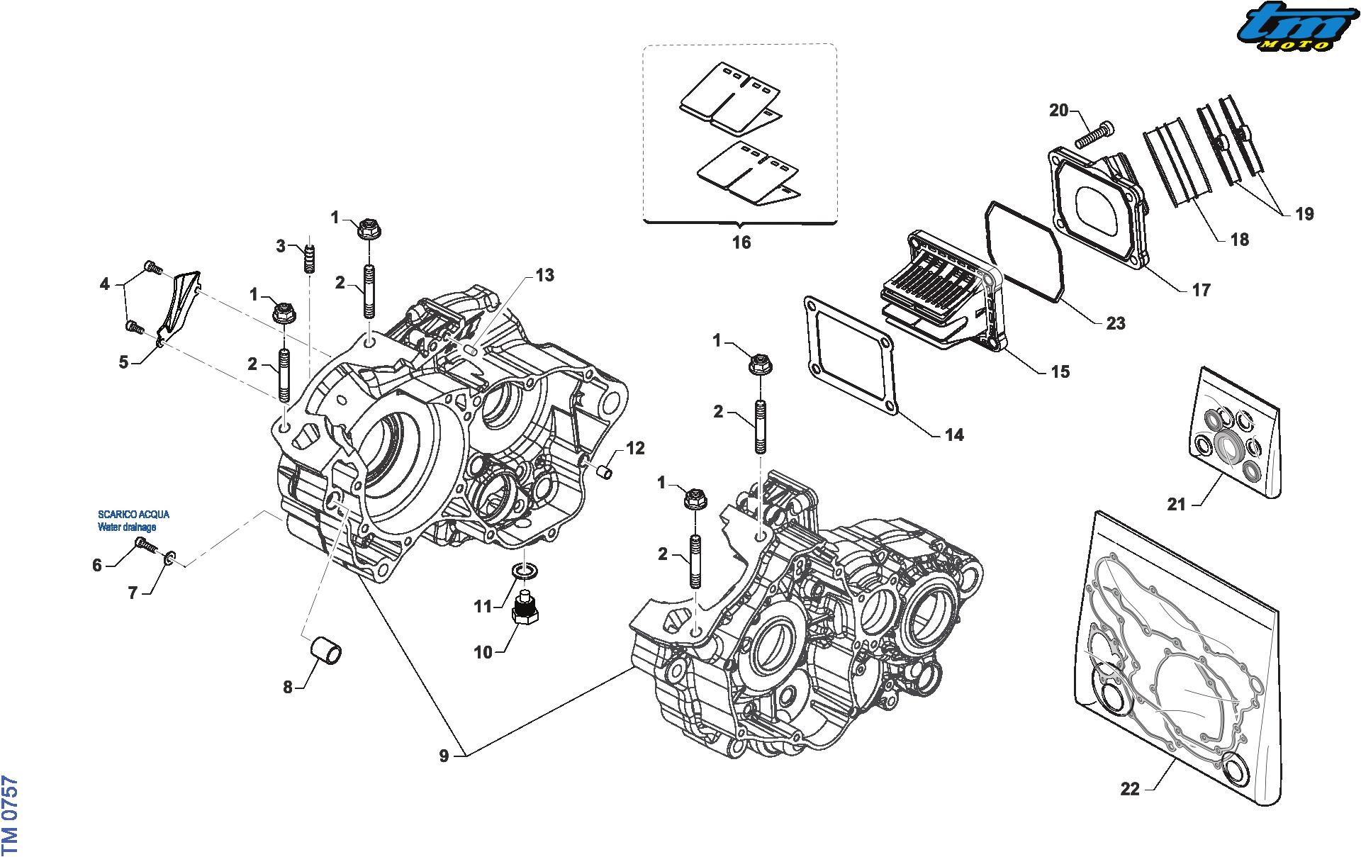 Pièces d'origine pour TM RACING 125 125 2T 125 ES EN 2025 - Bas moteur et clapets