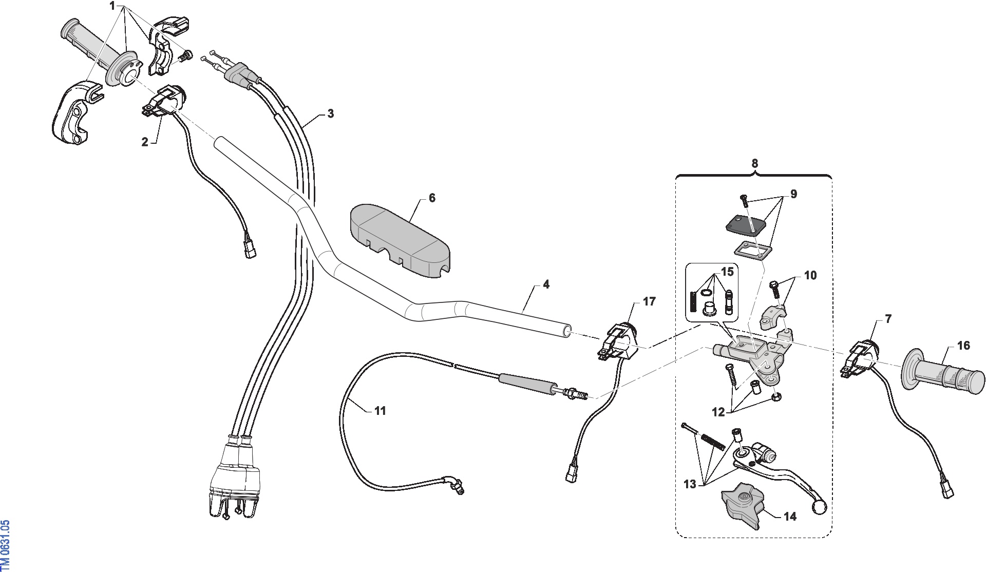 Pièces d'origine pour TM RACING 125 125 2T 125 Fi MX ES 2025 - Guidon et commandes