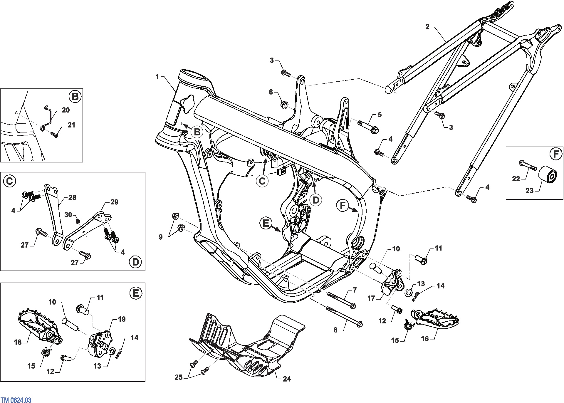 Pièces d'origine pour TM RACING 125 125 2T 125 Fi MX ES 2025 - Cadre et partie-cycle