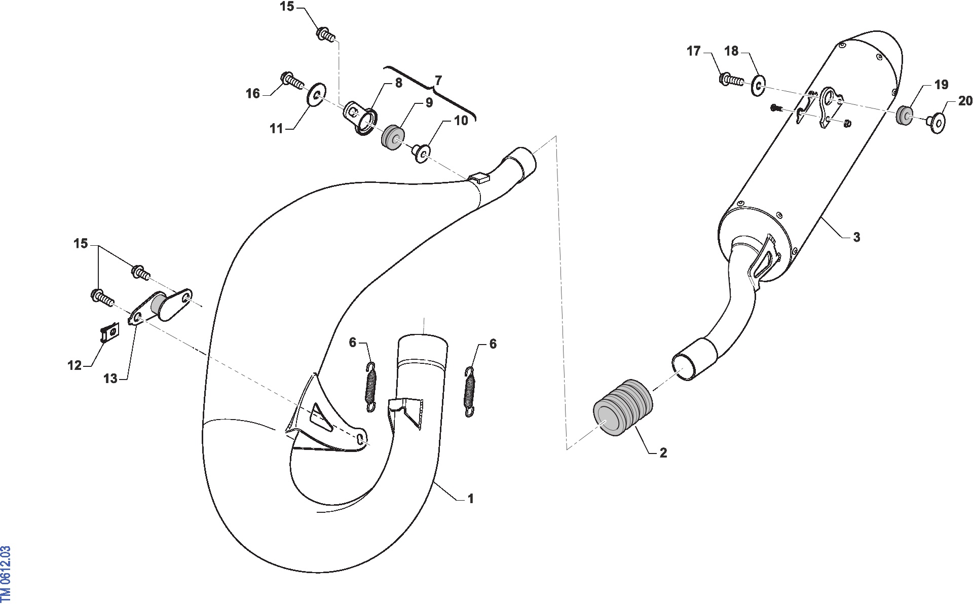 Pièces d'origine pour TM RACING 125 125 2T 125 Fi MX ES 2025 - Échappement