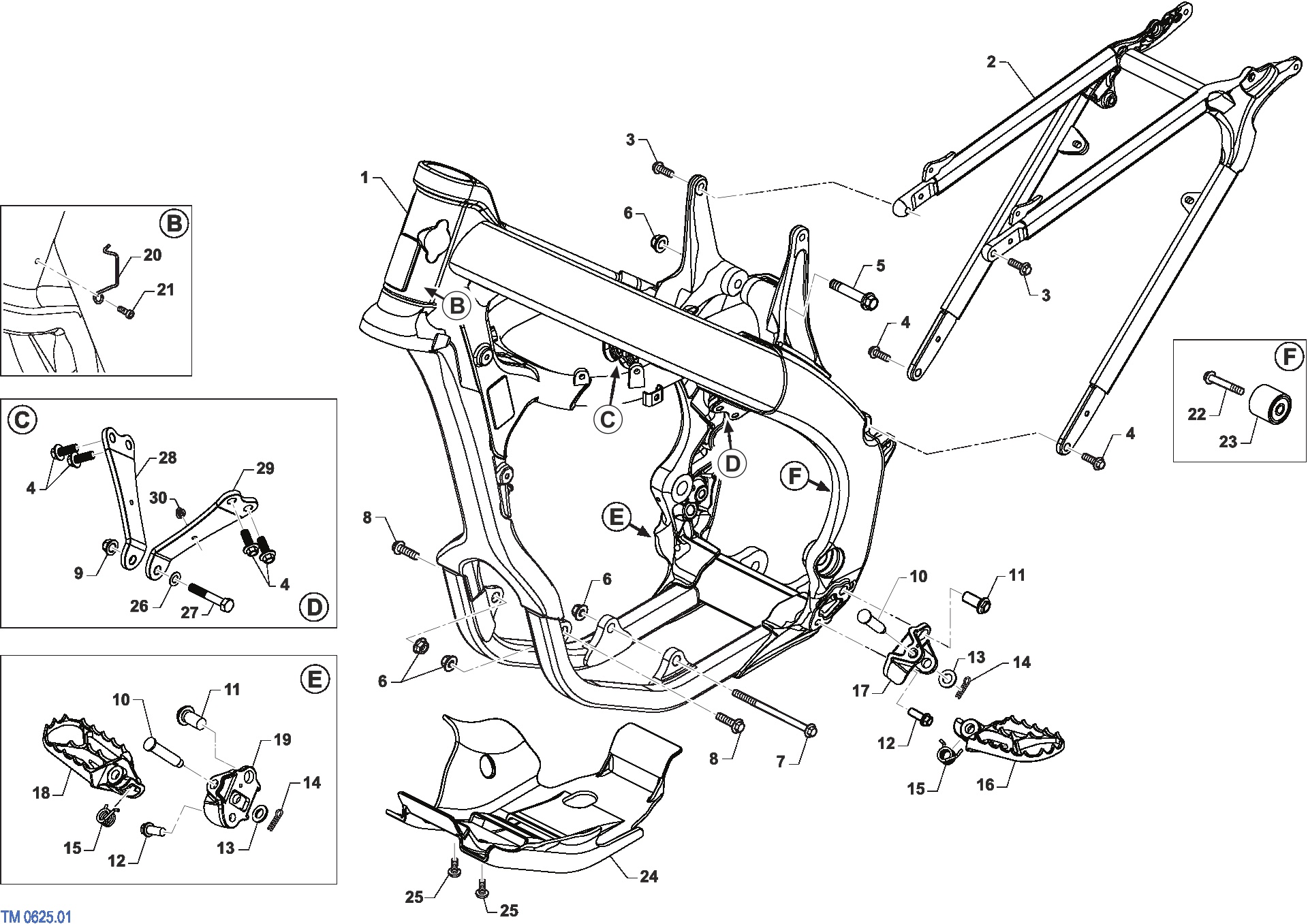 Pièces d'origine pour TM RACING 250 250 2T 250 Fi MX 2025 - Cadre et partie-cycle