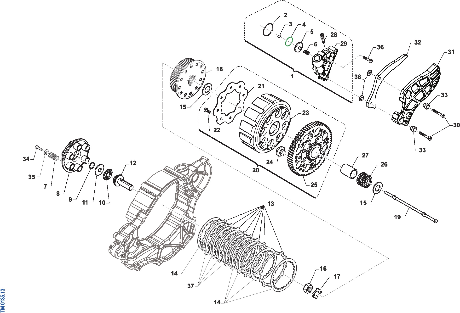 Pièces d'origine pour TM RACING 250 250 2T 250 Fi MX 2025 - Embrayage et transmission