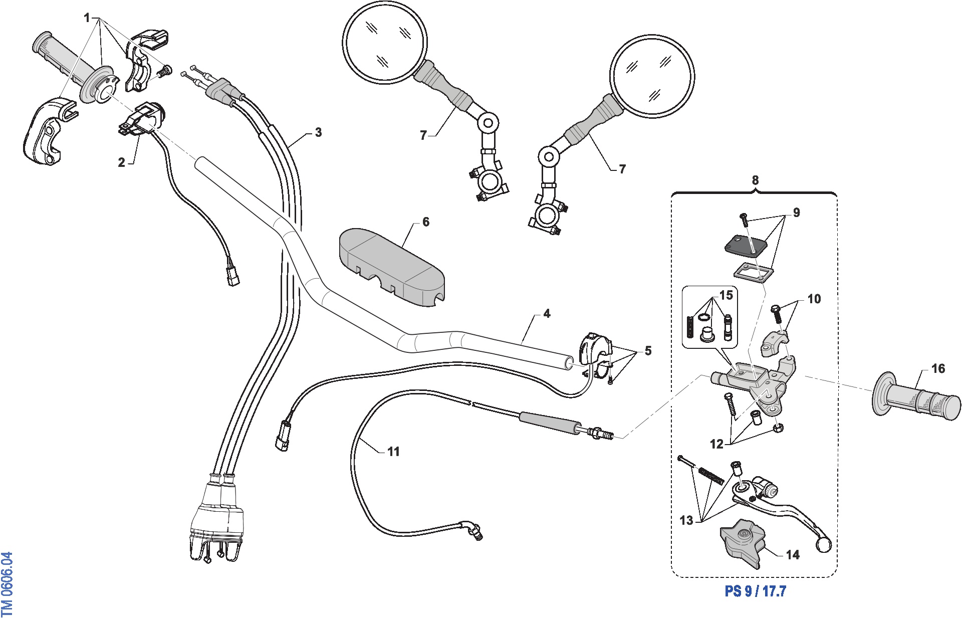 Pièces d'origine pour TM RACING 300 300 2T 300 FI EN 2025 - Guidon et commandes