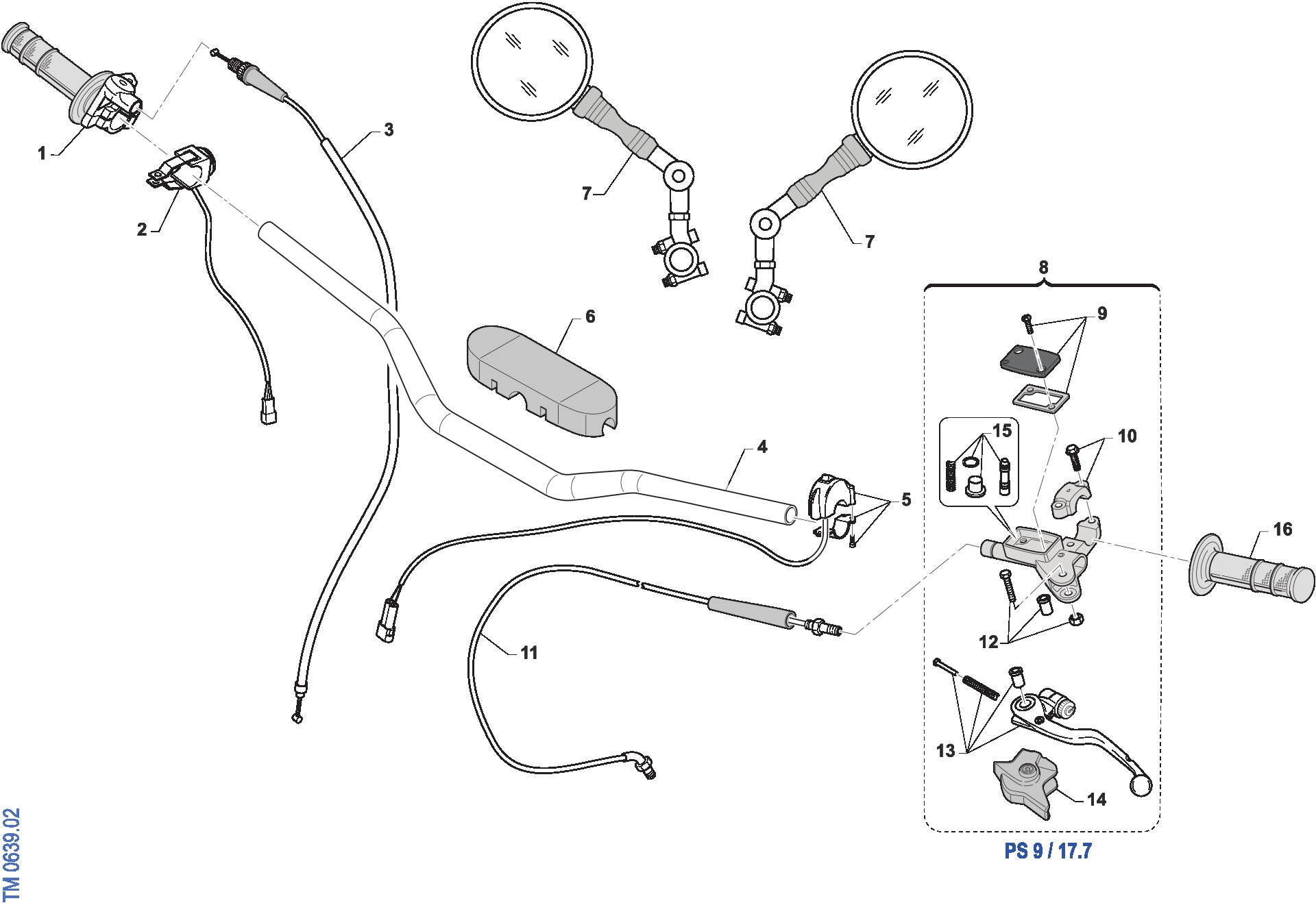 Pièces d'origine pour TM RACING 300 300 2T 300 EN 2025 - Guidon et commandes