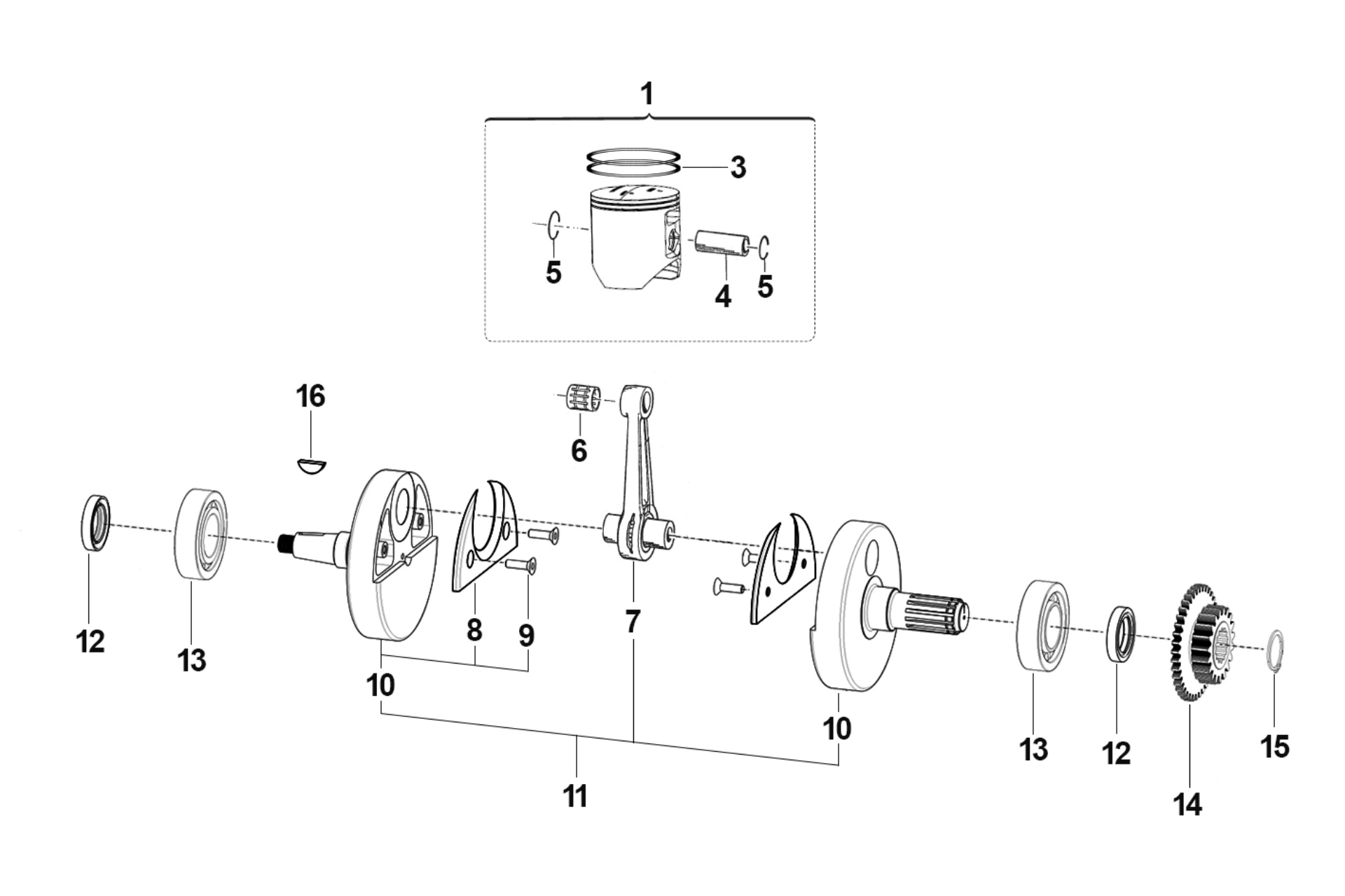 Pièces d'origine pour TM RACING 300 300 2T 300 MX 2025 - Vilebrequin et piston