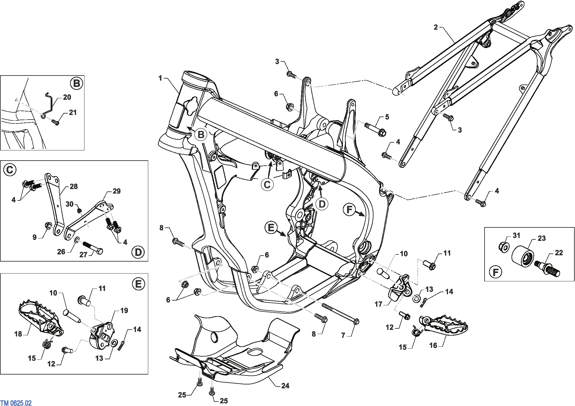 Pièces d'origine pour TM RACING 300 300 2T 300 SMX 2025 - Cadre et partie-cycle