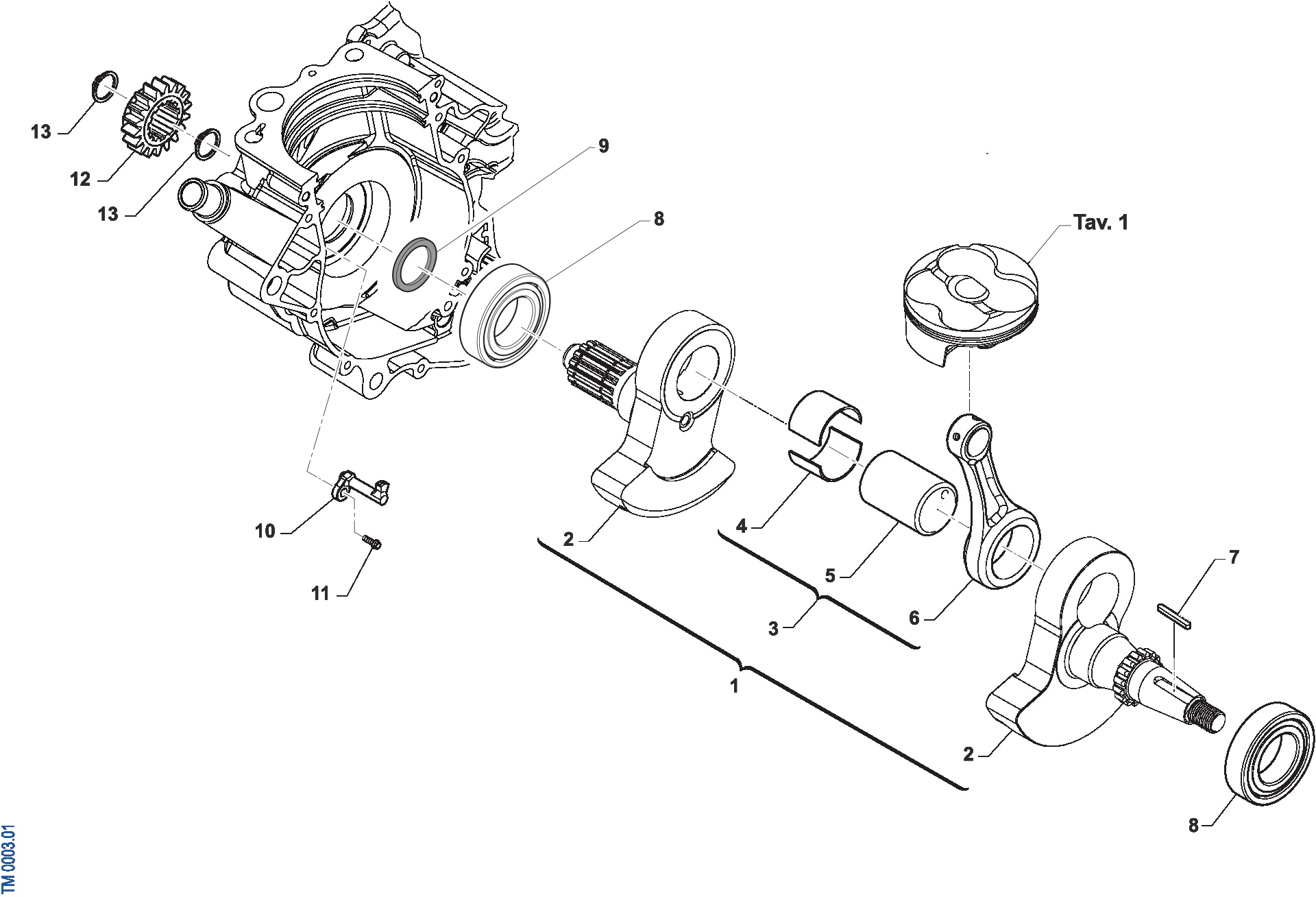 Pièces d'origine pour TM RACING 250 250 4T 250 Fi EN 2025 - Vilebrequin moteur