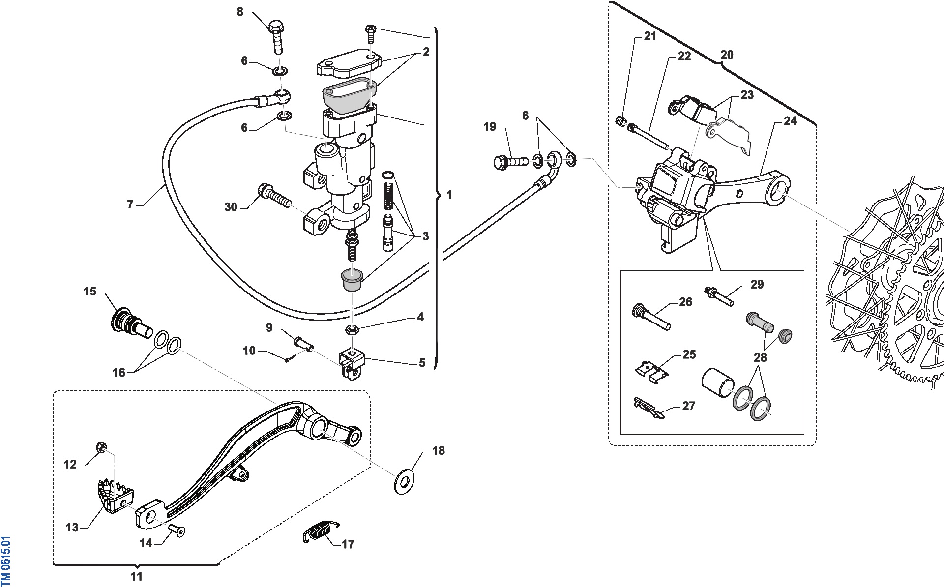 Pièces d'origine pour TM RACING 250 250 4T 250 Fi MX 2025 - Frein arrière