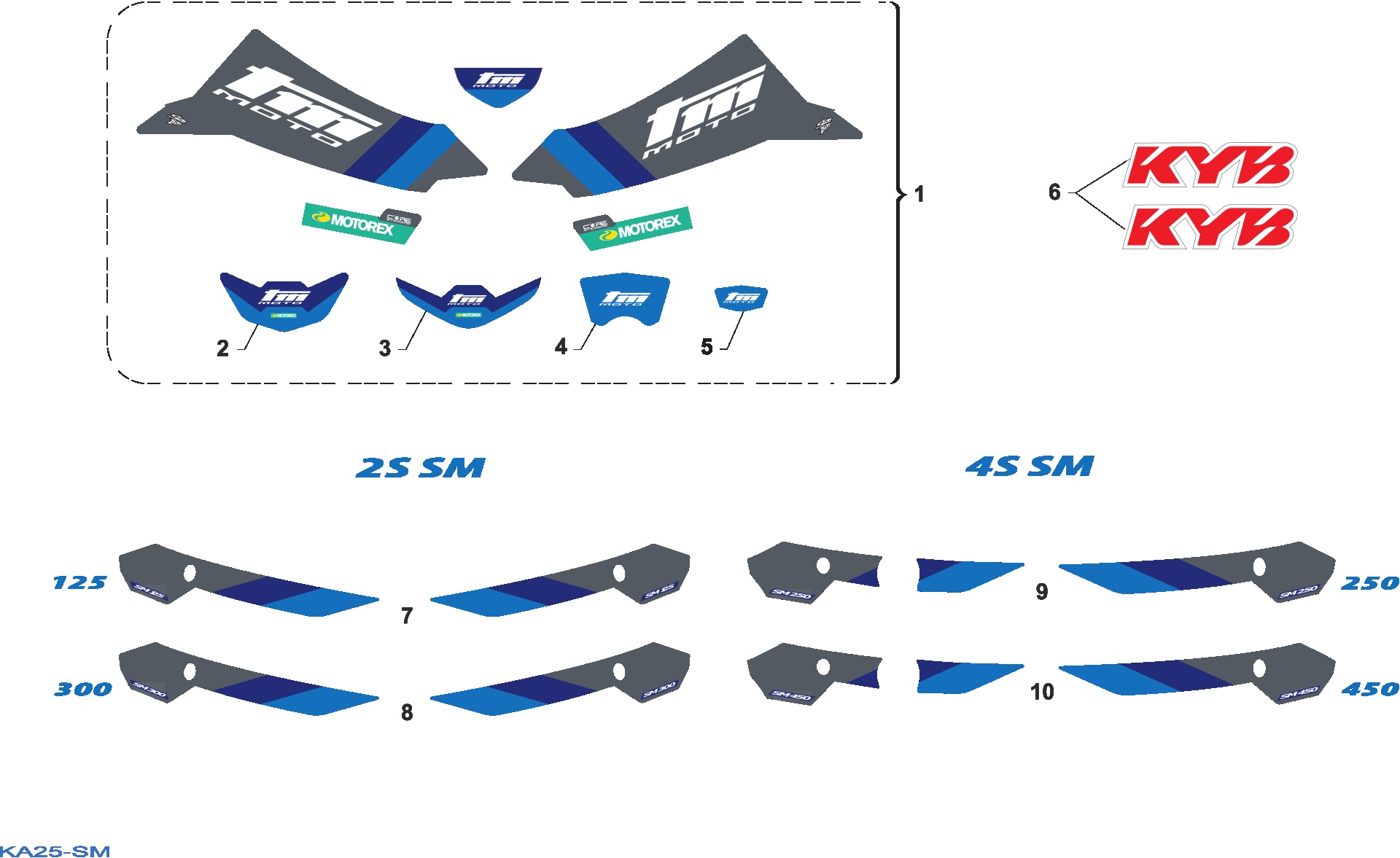 Pièces d'origine pour TM RACING 250 250 4T 250 Fi SMK 2025 - Kit adhésifs SM