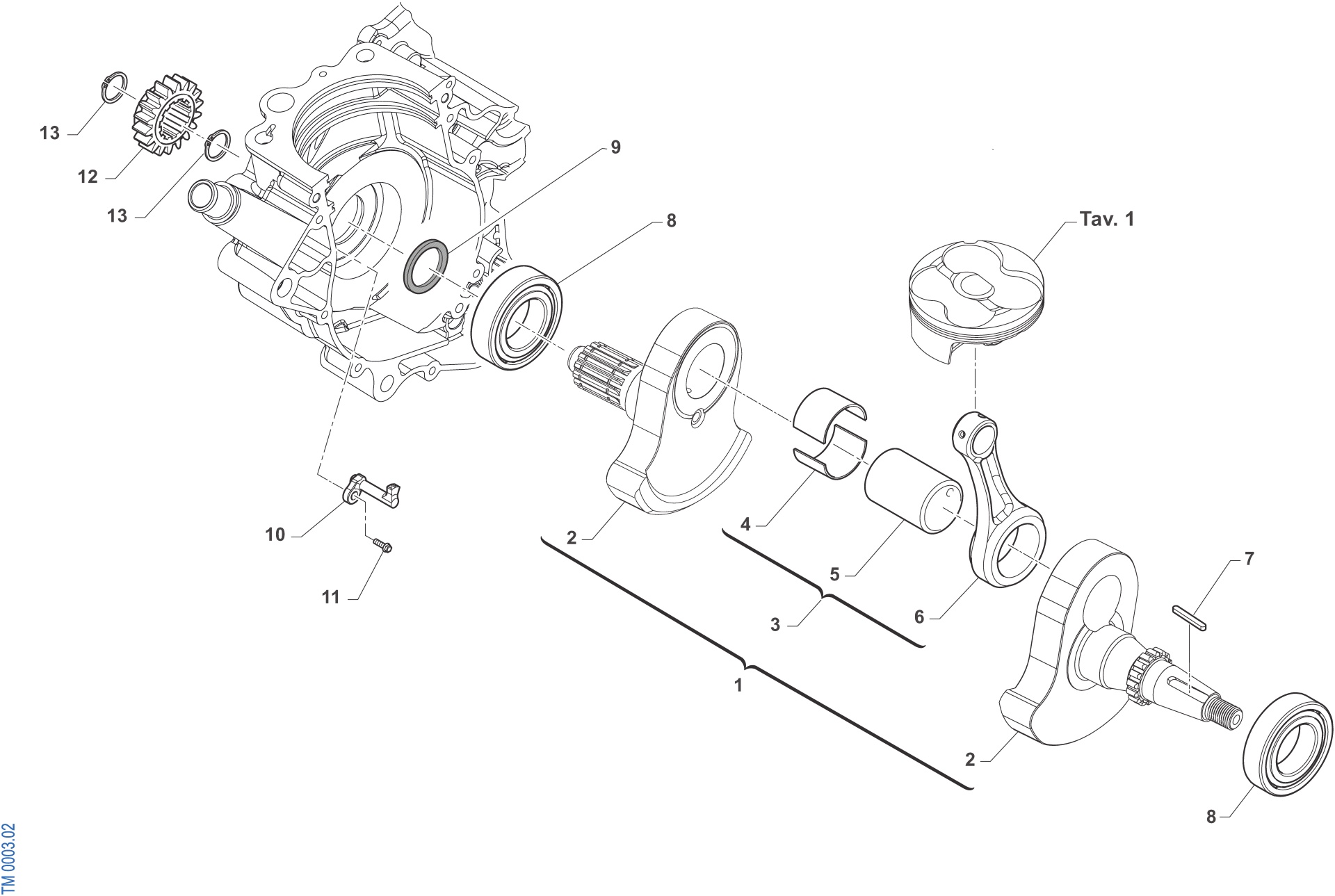 Pièces d'origine pour TM RACING 250 250 4T 250 Fi SMK 2025 - Vilebrequin et pièces associées