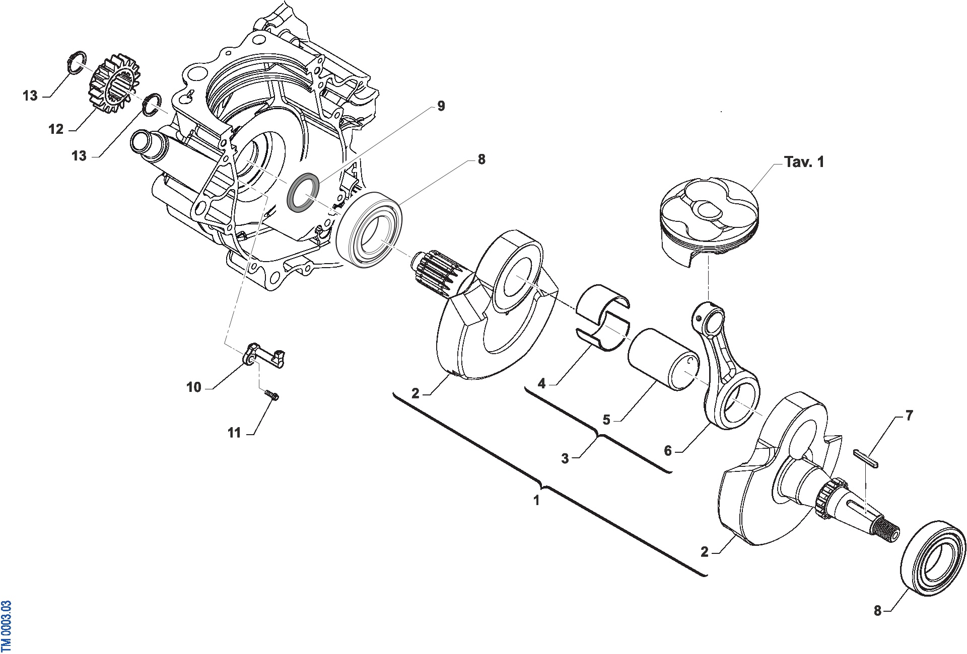 Pièces d'origine pour TM RACING 300 300 4T 300 Fi EN 2025 - Vilebrequin moteur