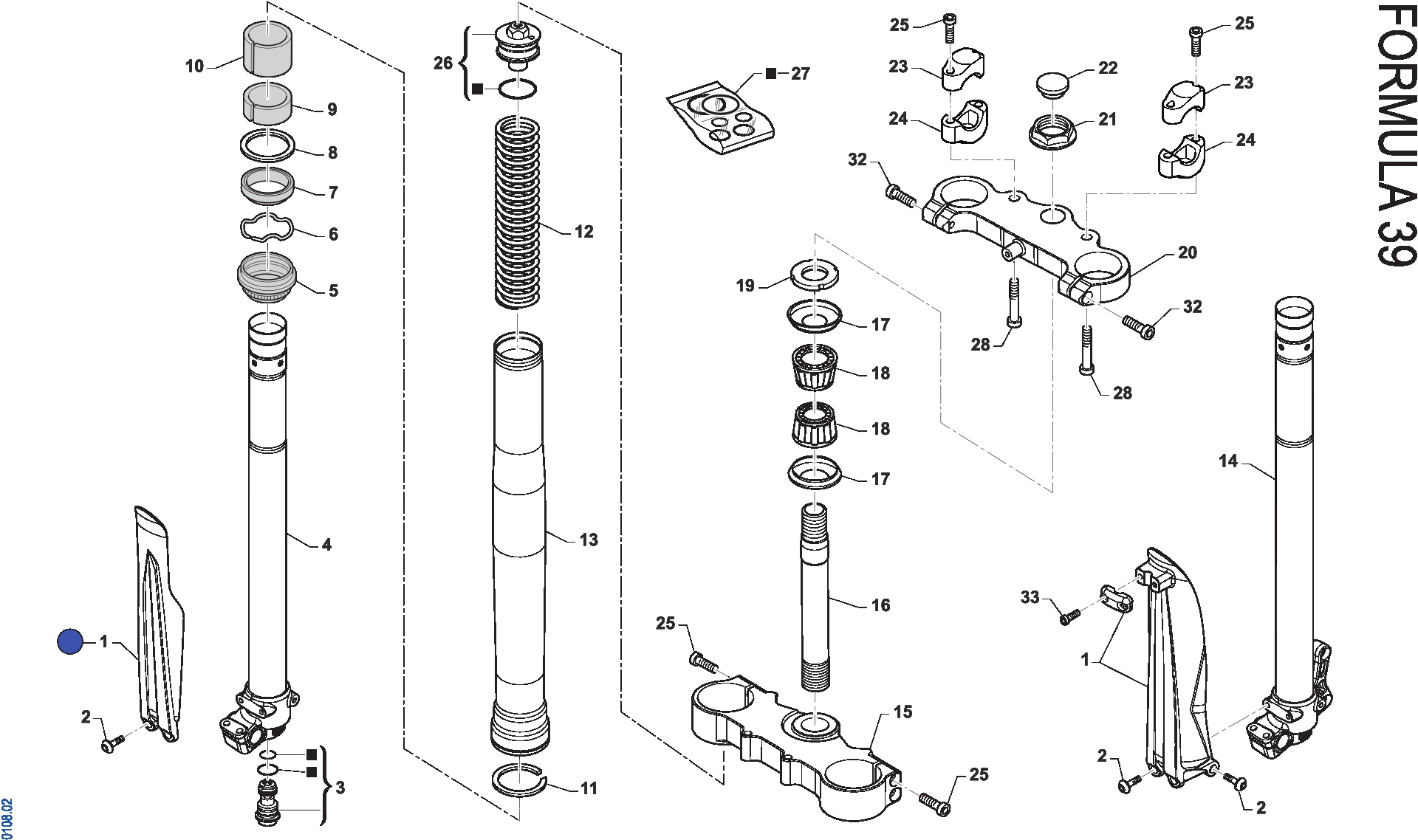 Pièces d'origine pour TM RACING 85 85 2T 85 SMX JUNIOR 2024 - Fourche avant Formula