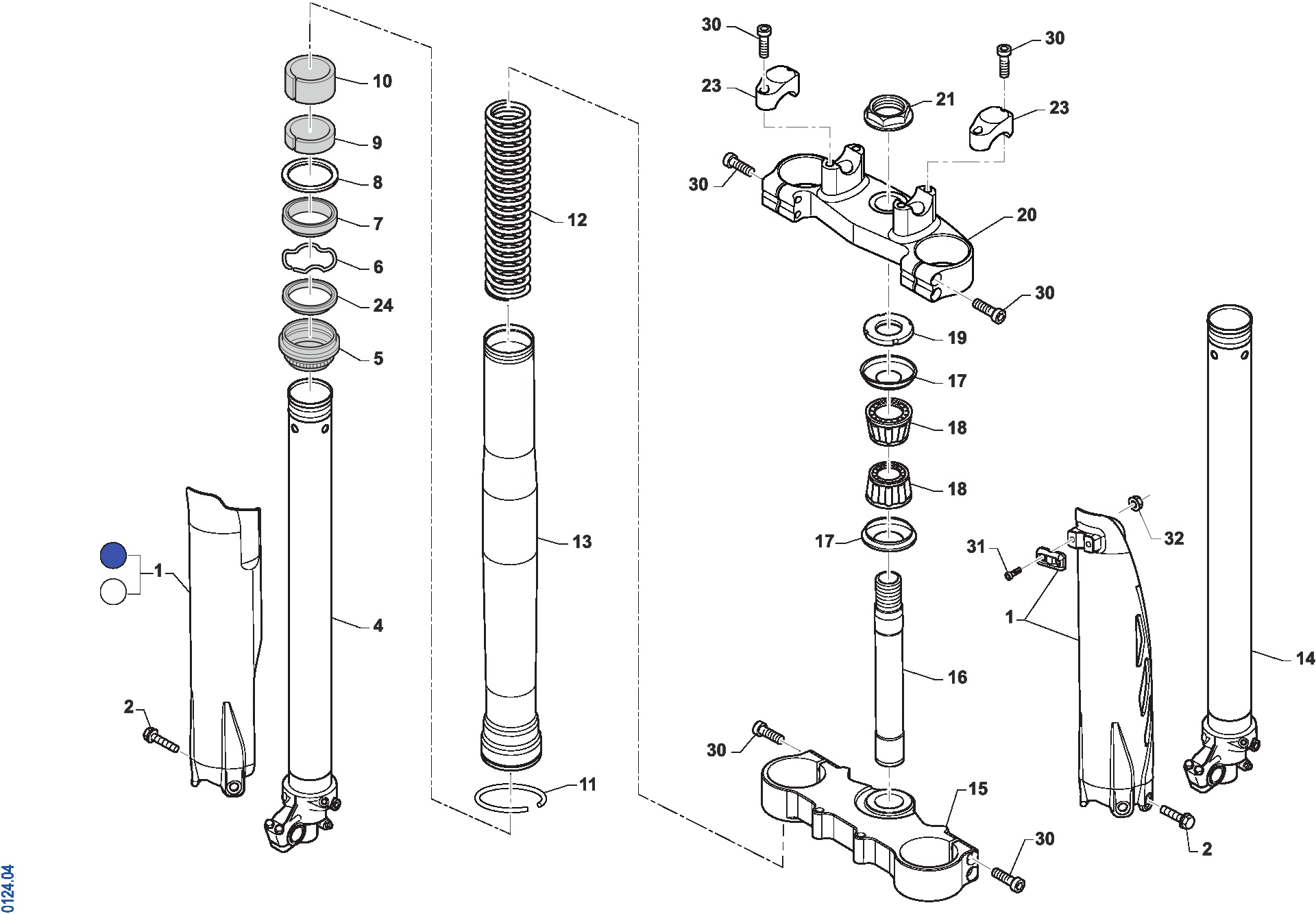 Pièces d'origine pour TM RACING 100 100 2T 100 MX SENIOR 2024 - Fourche