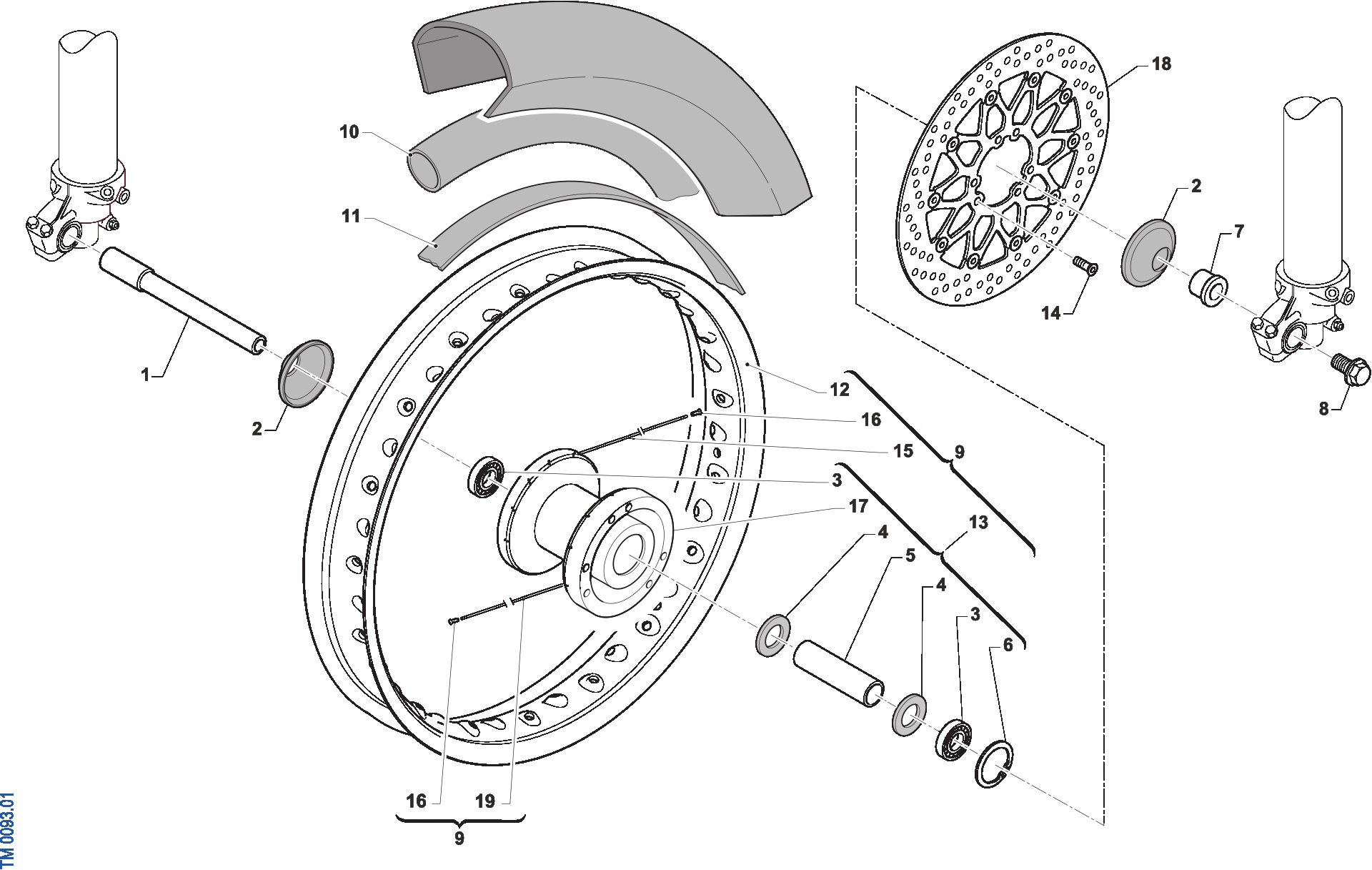 Pièces d'origine pour TM RACING 125 125 2T 125 Fi SMR 2024 - Roue avant SMR
