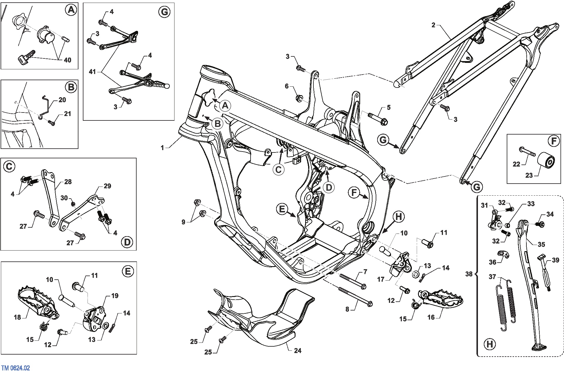 Pièces d'origine pour TM RACING 125 125 2T 125 Fi SMR 2024 - Cadre et partie-cycle