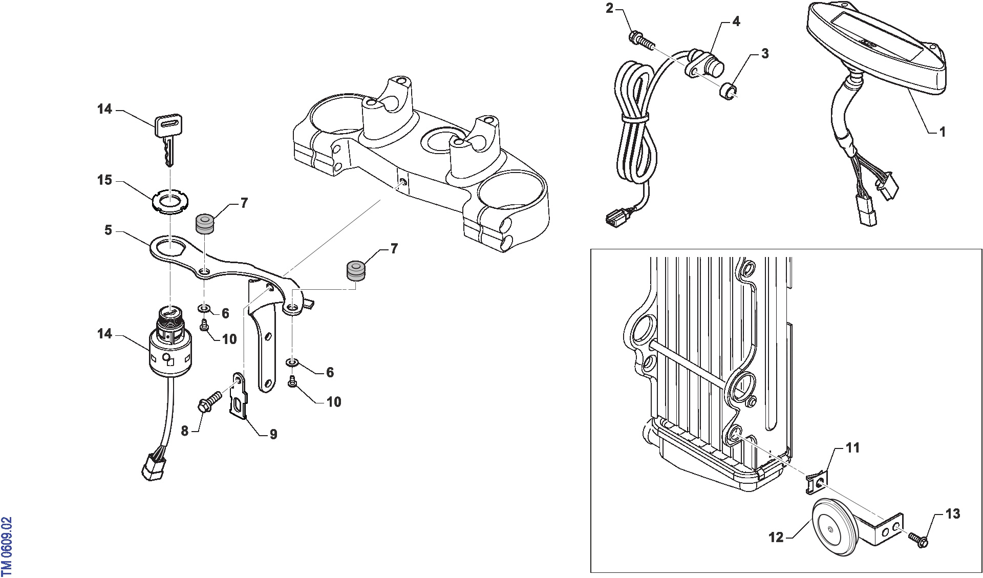 Pièces d'origine pour TM RACING 125 125 2T 125 Fi SMR 2024 - Compteur kilométrique et klaxon