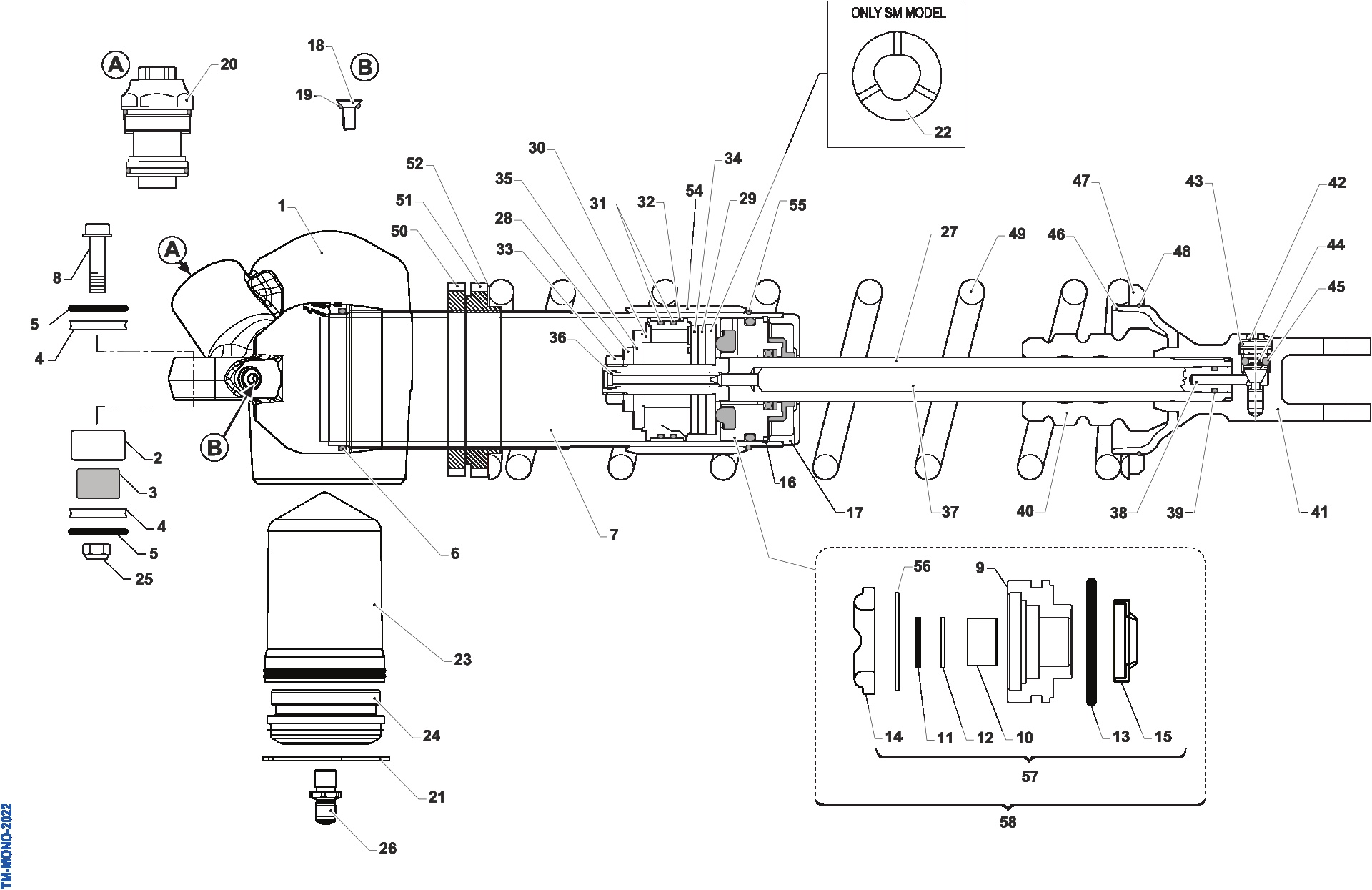 Pièces d'origine pour TM RACING 125 125 2T 125 FI EN 2024 - Amortisseur TM