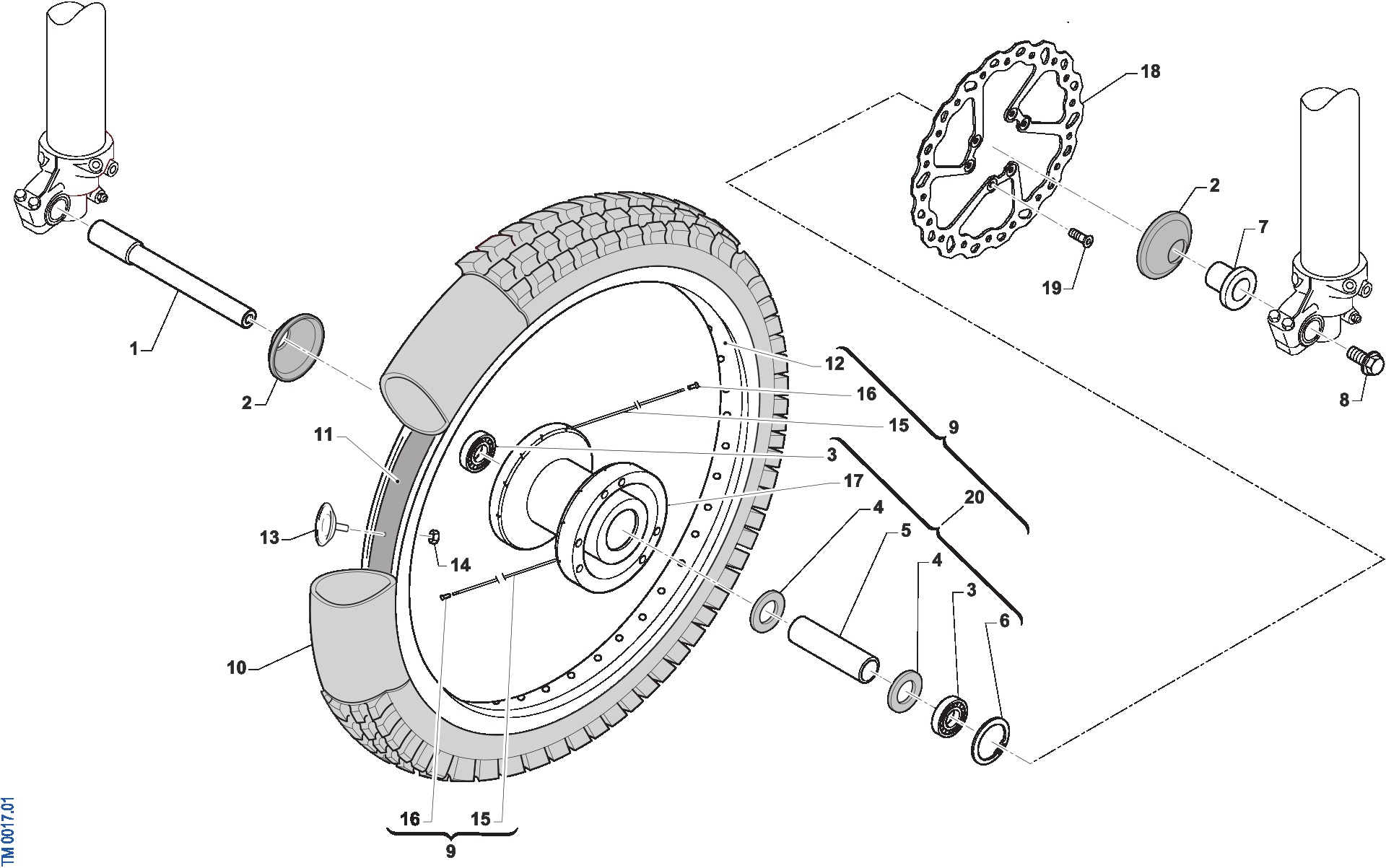 Pièces d'origine pour TM RACING 125 125 2T 125 MX 2024 - Roue avant MX