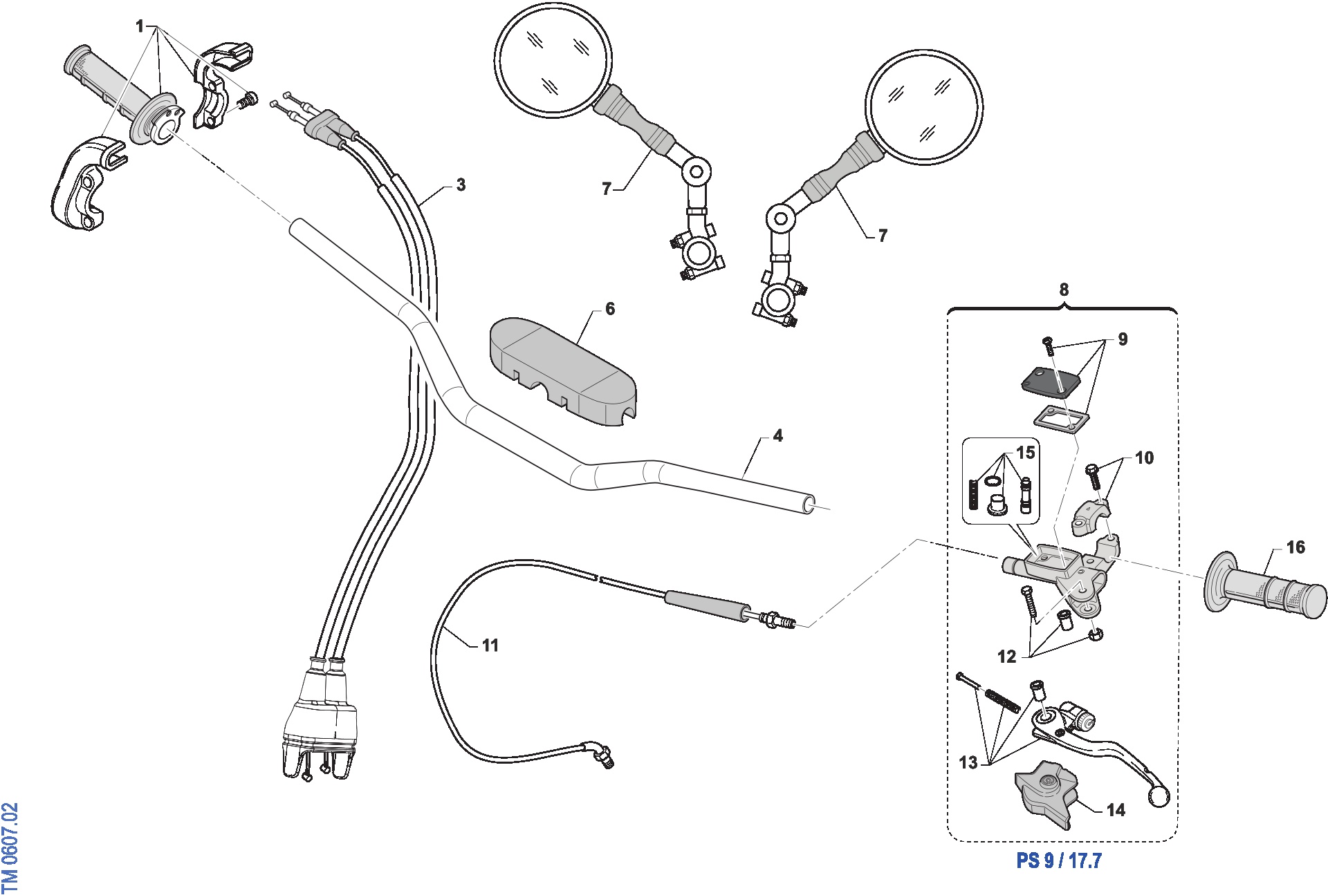 Pièces d'origine pour TM RACING 144 144 2T 144 FI EN 2024 - Guidon et commandes