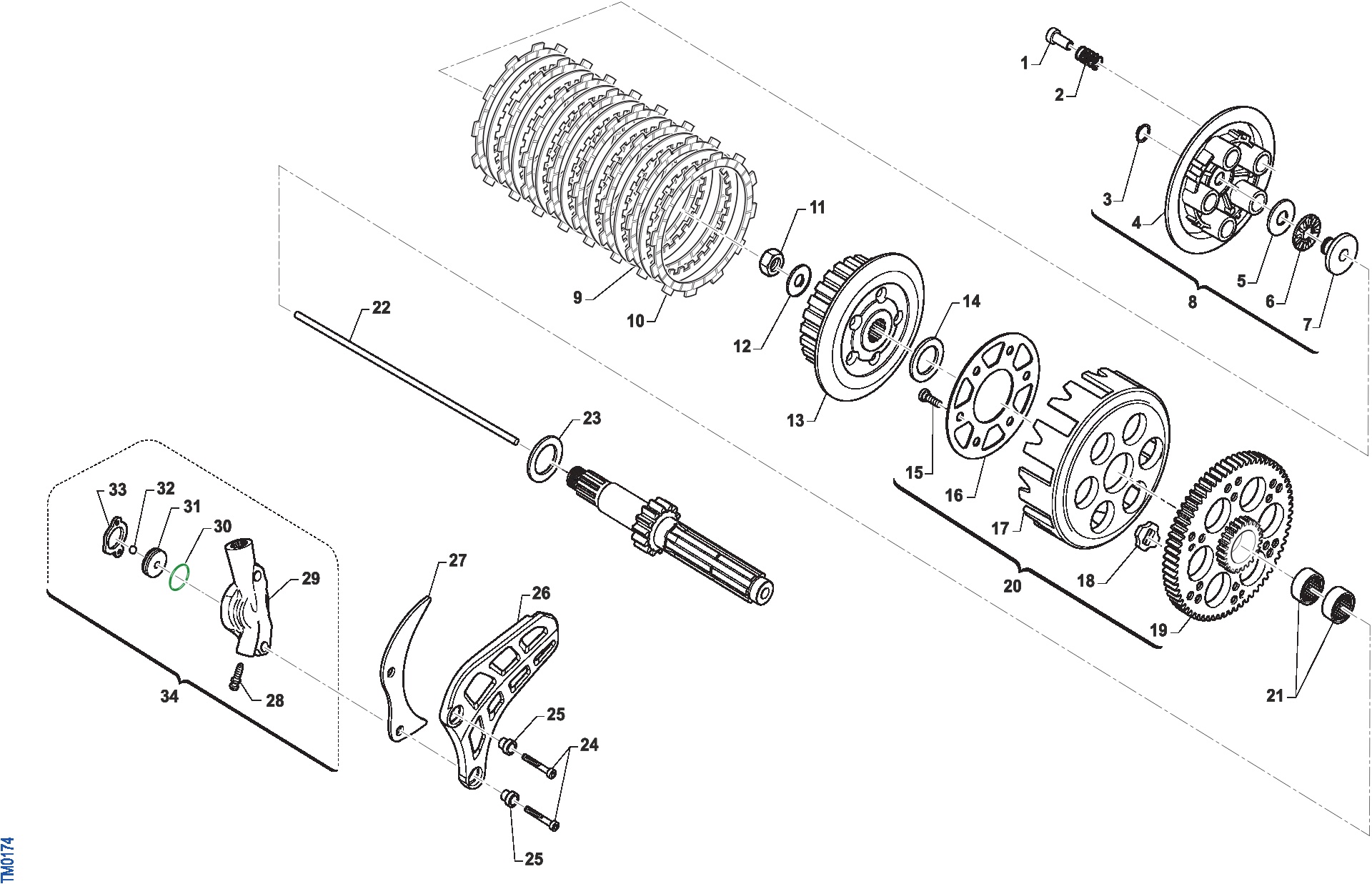 Pièces d'origine pour TM RACING 144 144 2T 144 FI EN 2024 - Embrayage