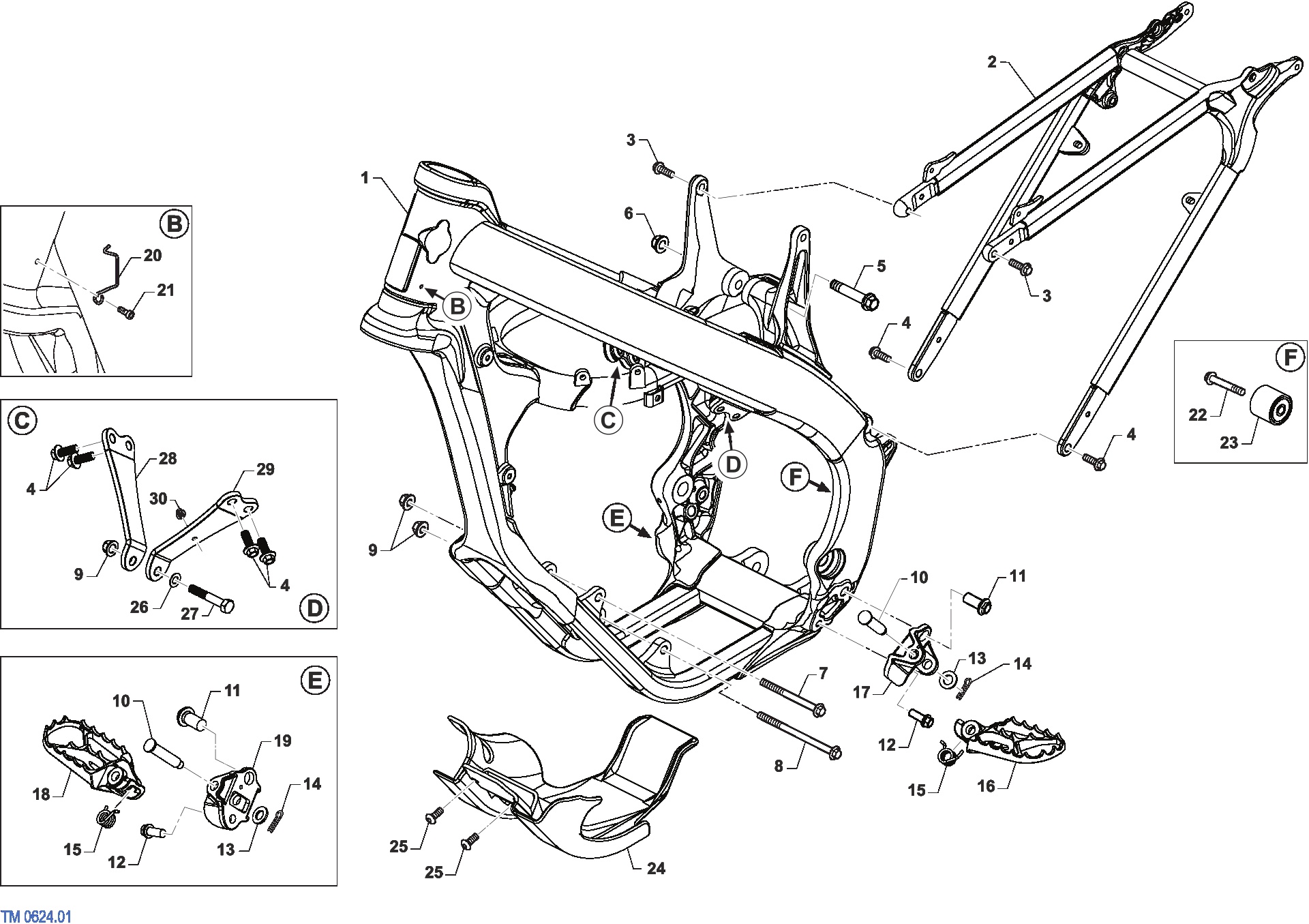 Pièces d'origine pour TM RACING 144 144 2T 144 MX 2024 - Cadre et partie-cycle