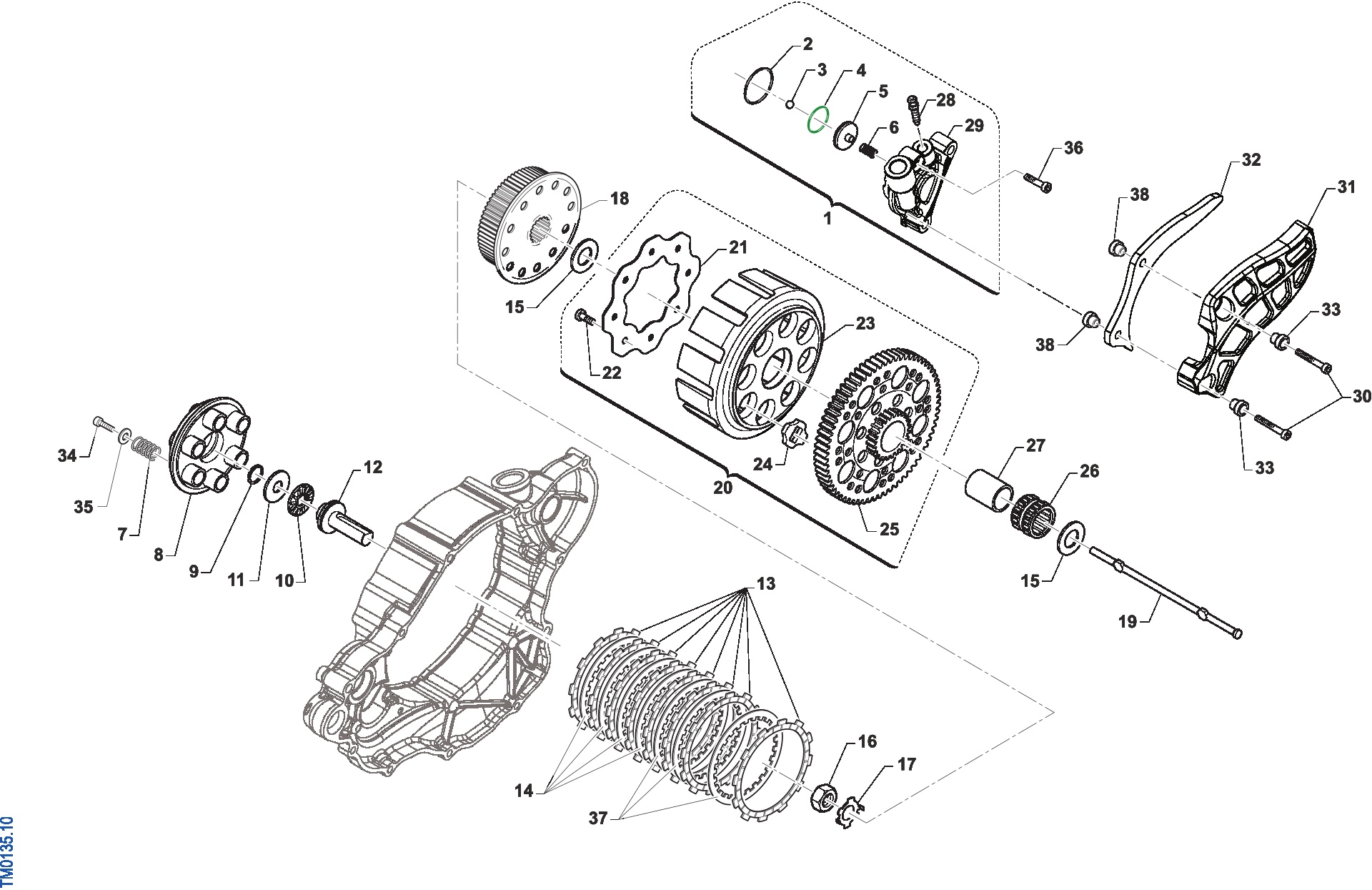 Pièces d'origine pour TM RACING 300 300 2T 300 SMX 2024 - Embrayage 300 SMX 5 vitesses