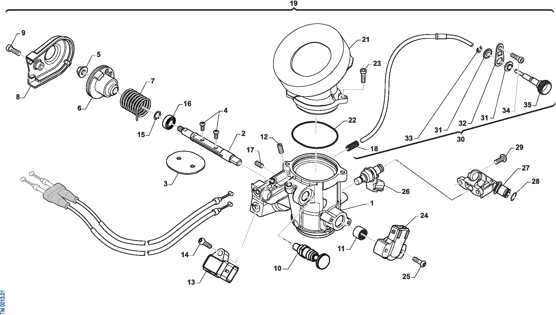Pièces d'origine pour TM RACING 250 250 4T 250 Fi MX 2024 - Corps d'admission 4T 250 MX